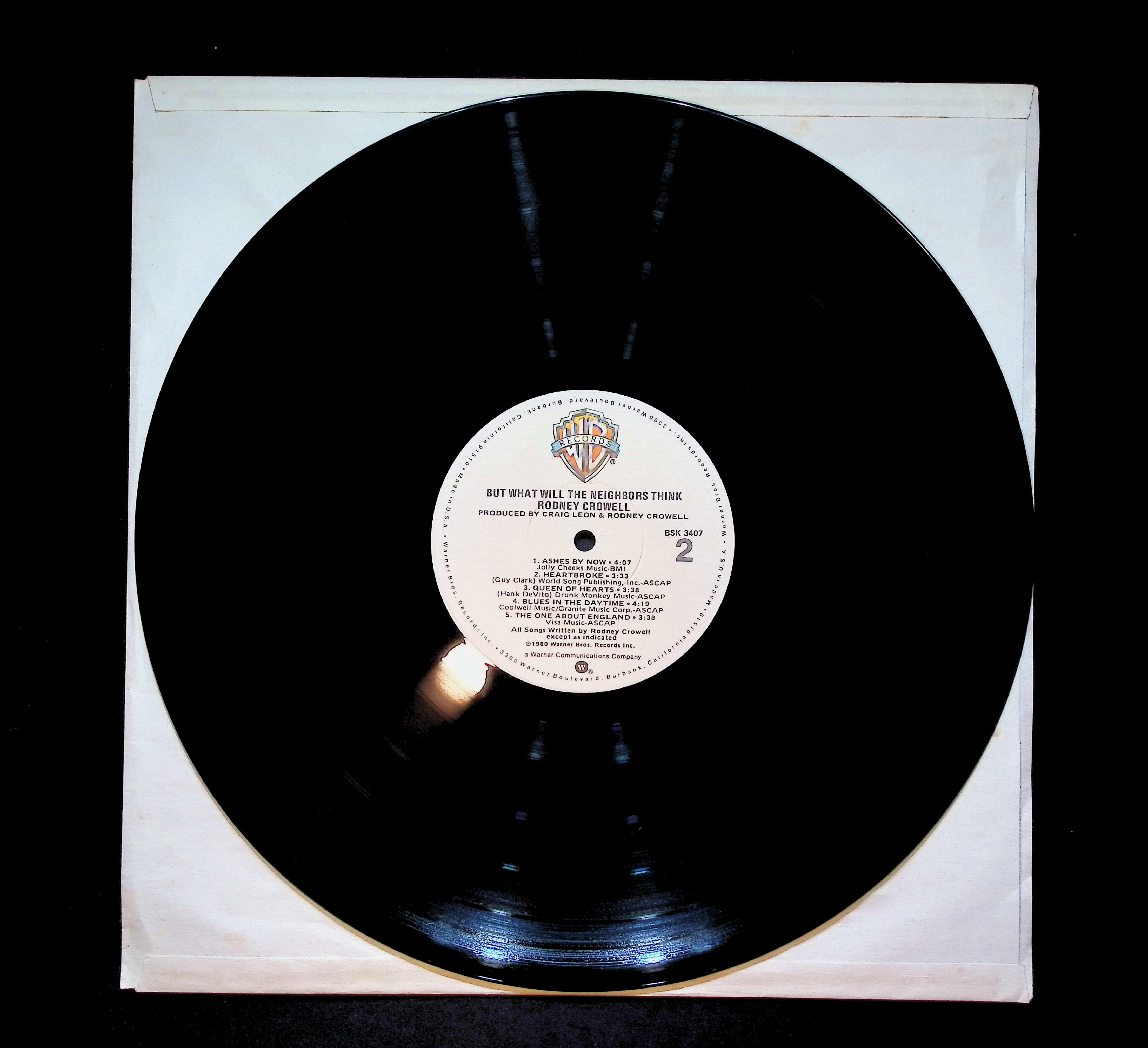 Rodney Crowell But What Will The Neighbors Think 12" LP 1980 BSK 3407 Pop — image 5