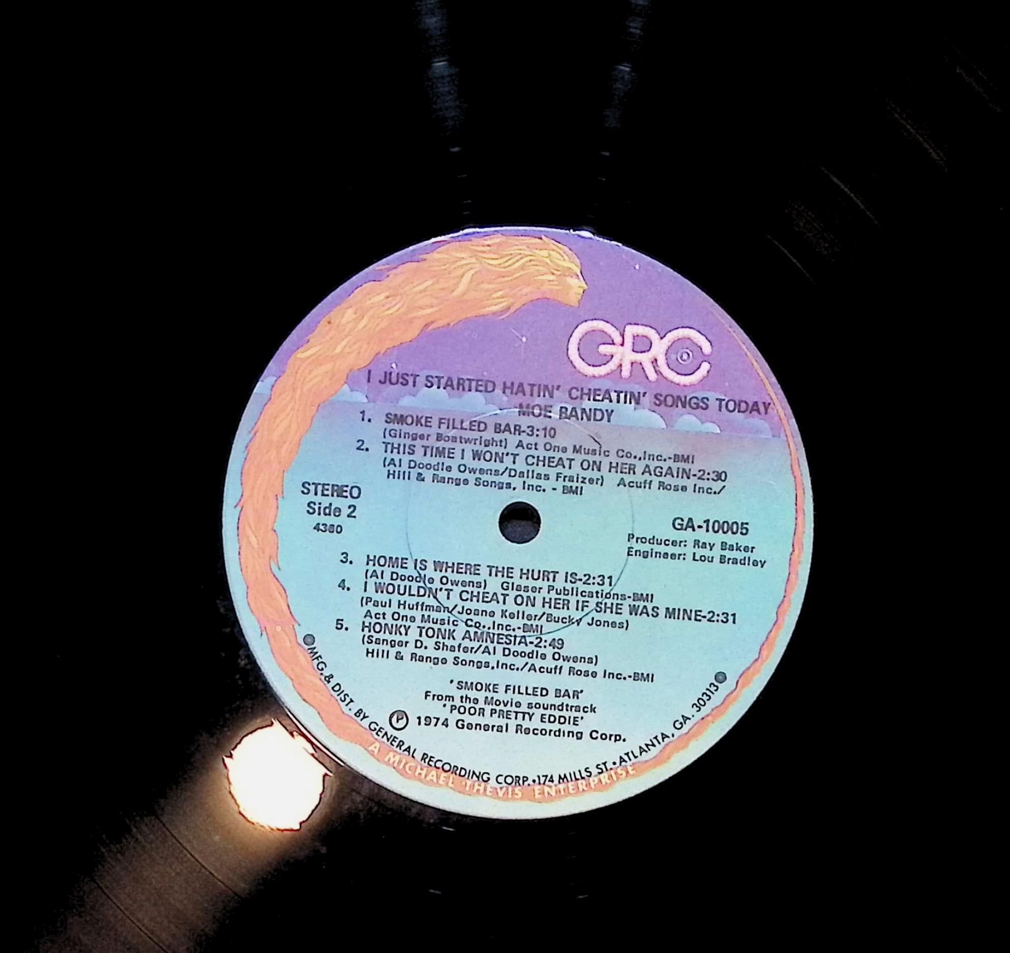 Moe Bandy I Just Started Hatin' Cheatin' Songs Today 12" LP 1974 GA-10005 Folk, World, & Country — image 2