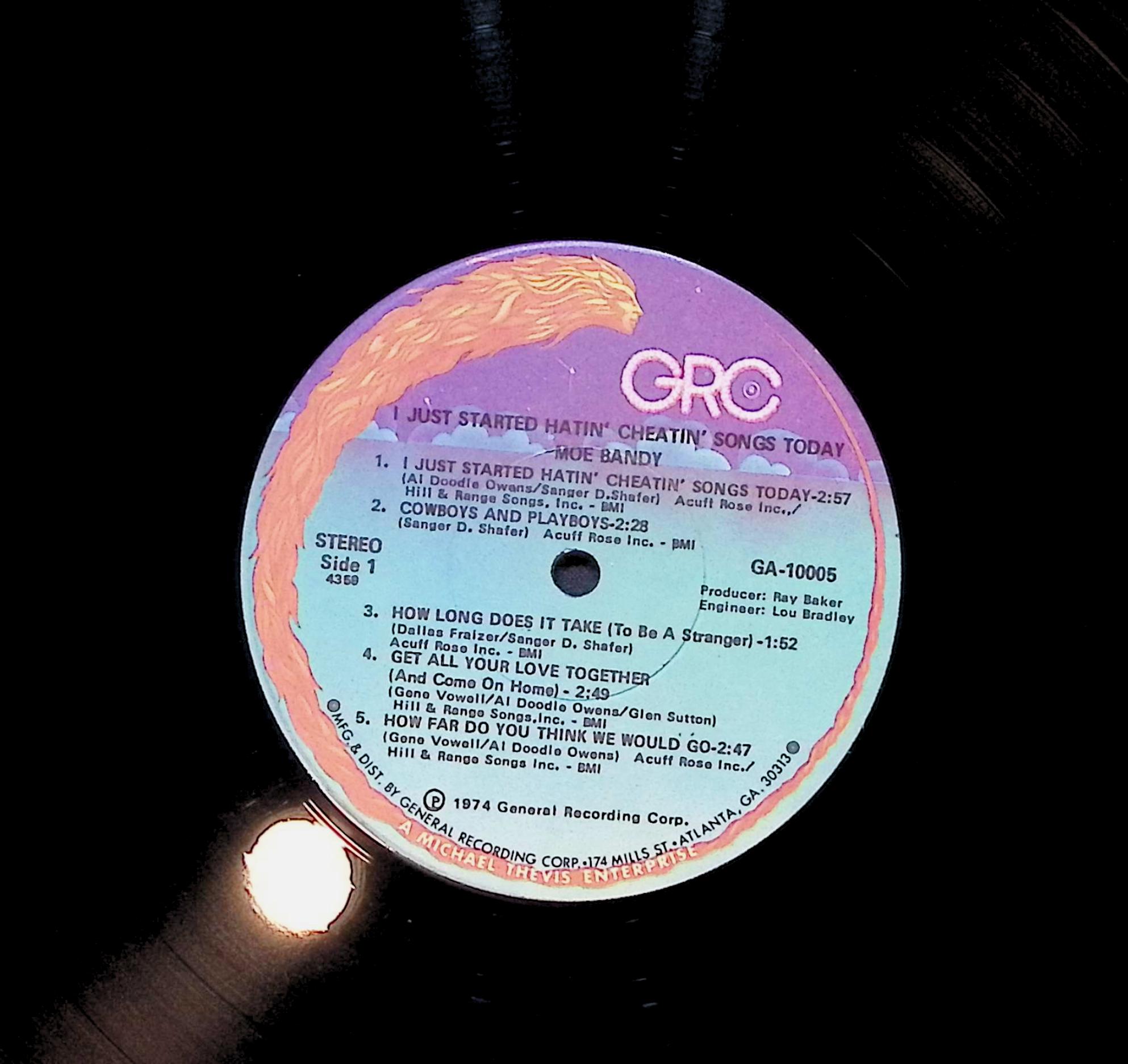 Moe Bandy I Just Started Hatin' Cheatin' Songs Today 12" LP 1974 GA-10005 Folk, World, & Country — image 4
