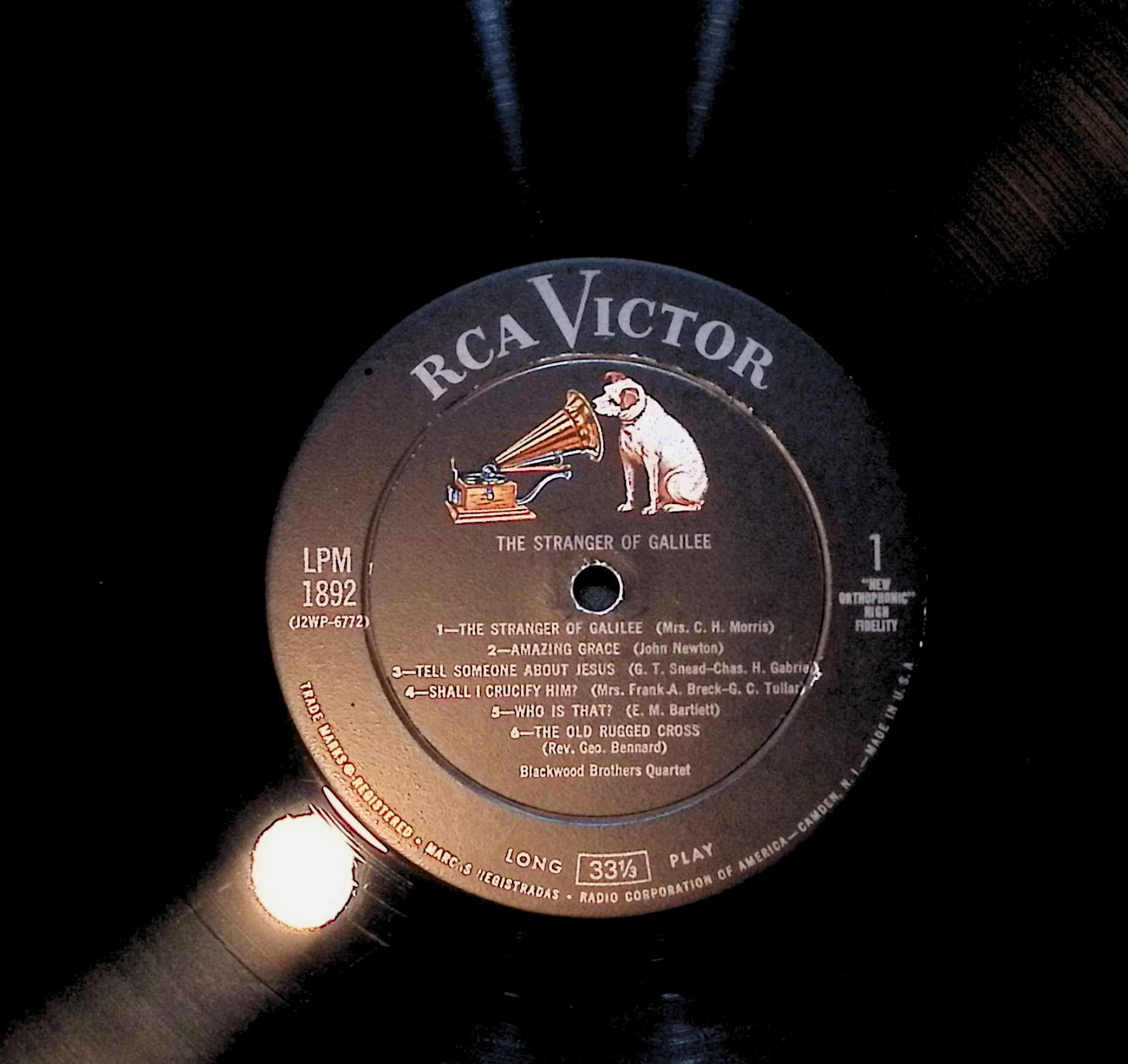 The Blackwood Brothers Quartet The Stranger Of Galilee 12" LP 1959 LPM-1892 Folk, World, & Country — image 2