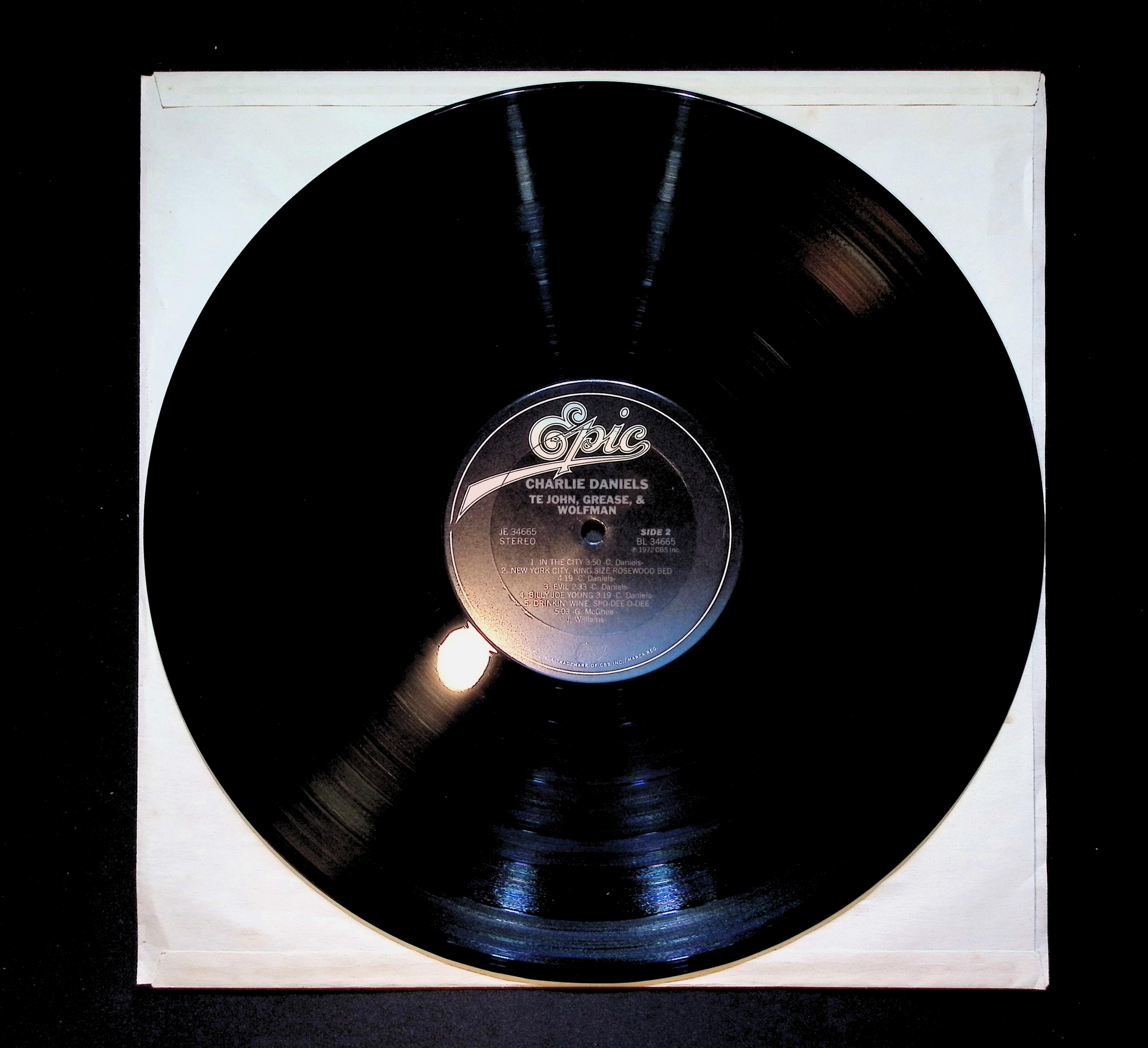 Charlie Daniels Te John, Grease, & Wolfman 12" LP 1978 JE 34665 Rock — image 3