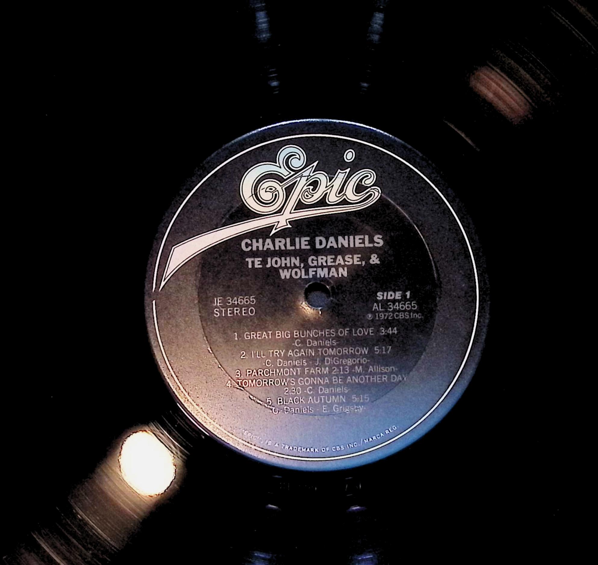 Charlie Daniels Te John, Grease, & Wolfman 12" LP 1978 JE 34665 Rock — image 4