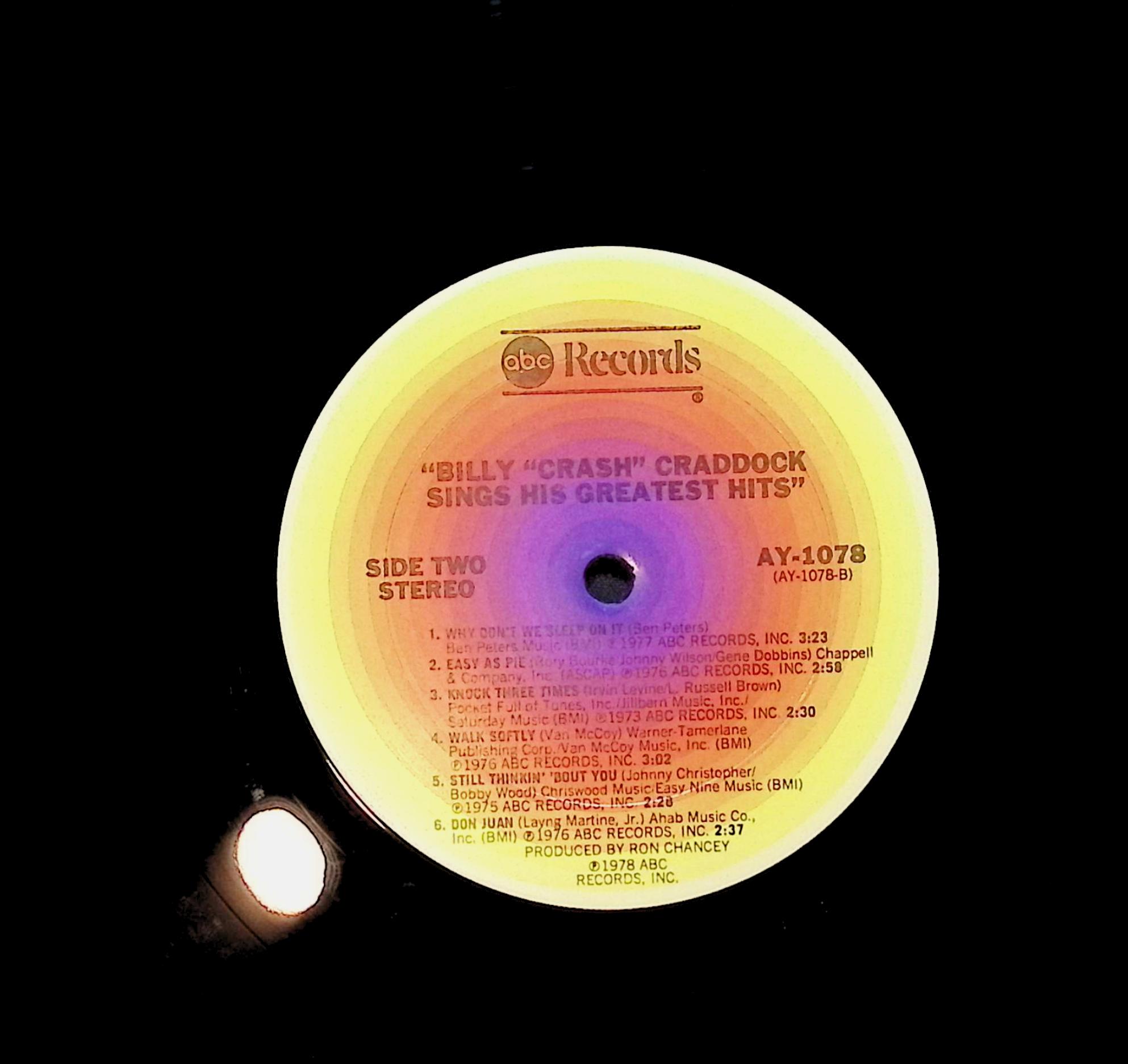 Billy 'Crash' Craddock Sings His Greatest Hits 12" LP 1978 AY-1078 Rock — image 2