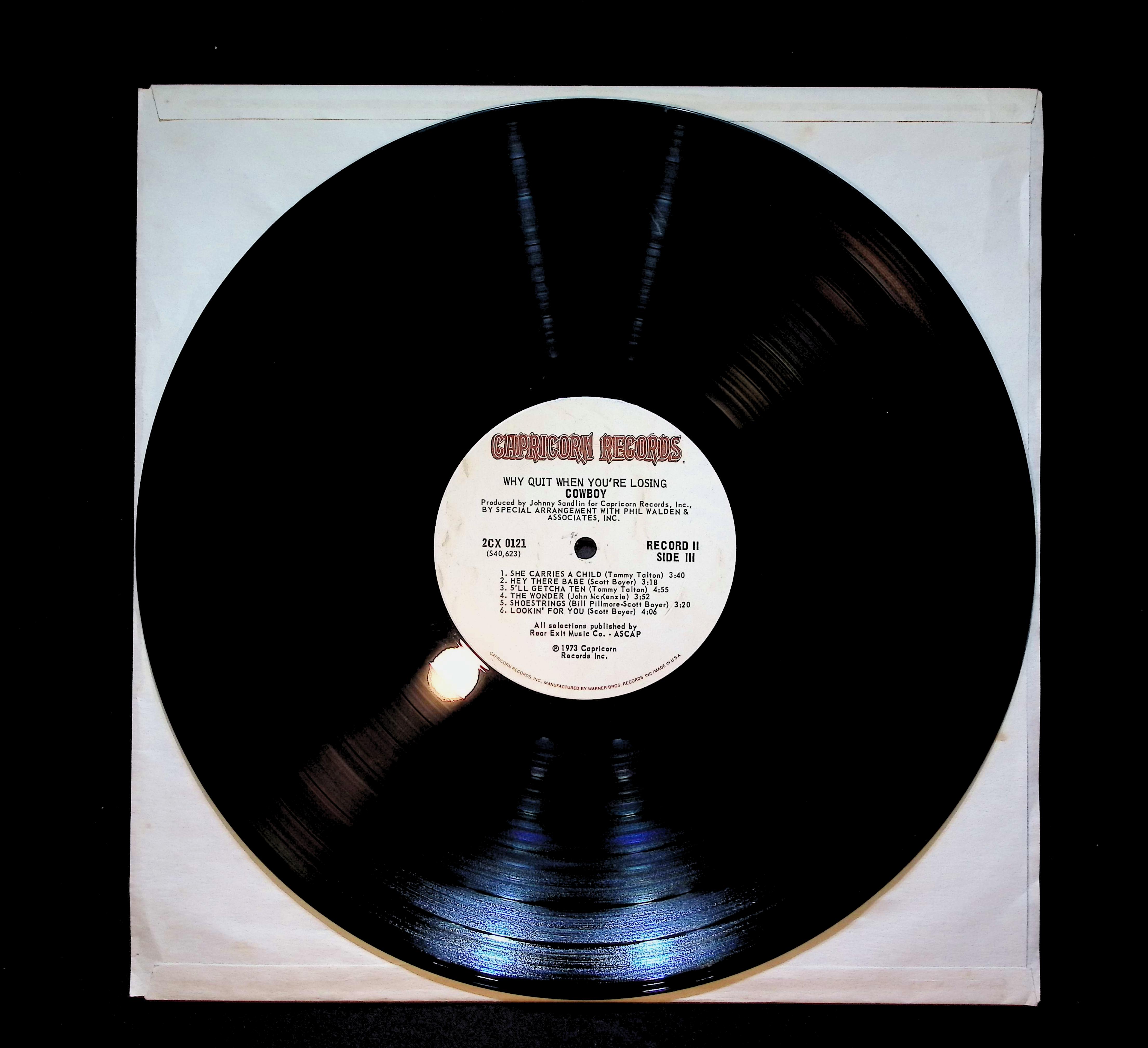 Cowboy (6) Why Quit When You're Losing 12" LP 1973 2CX 0121 Rock — image 3
