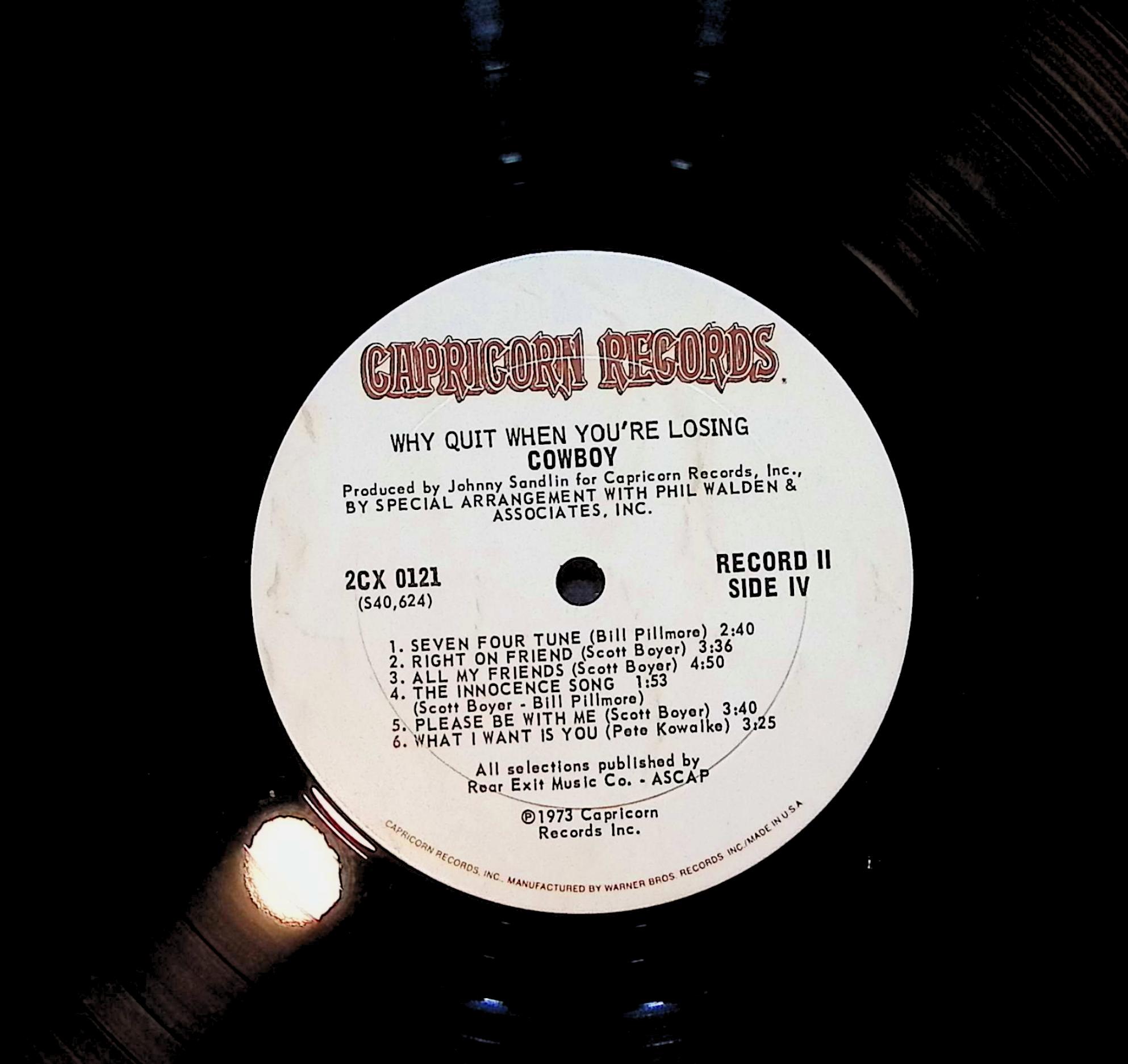 Cowboy (6) Why Quit When You're Losing 12" LP 1973 2CX 0121 Rock — image 4