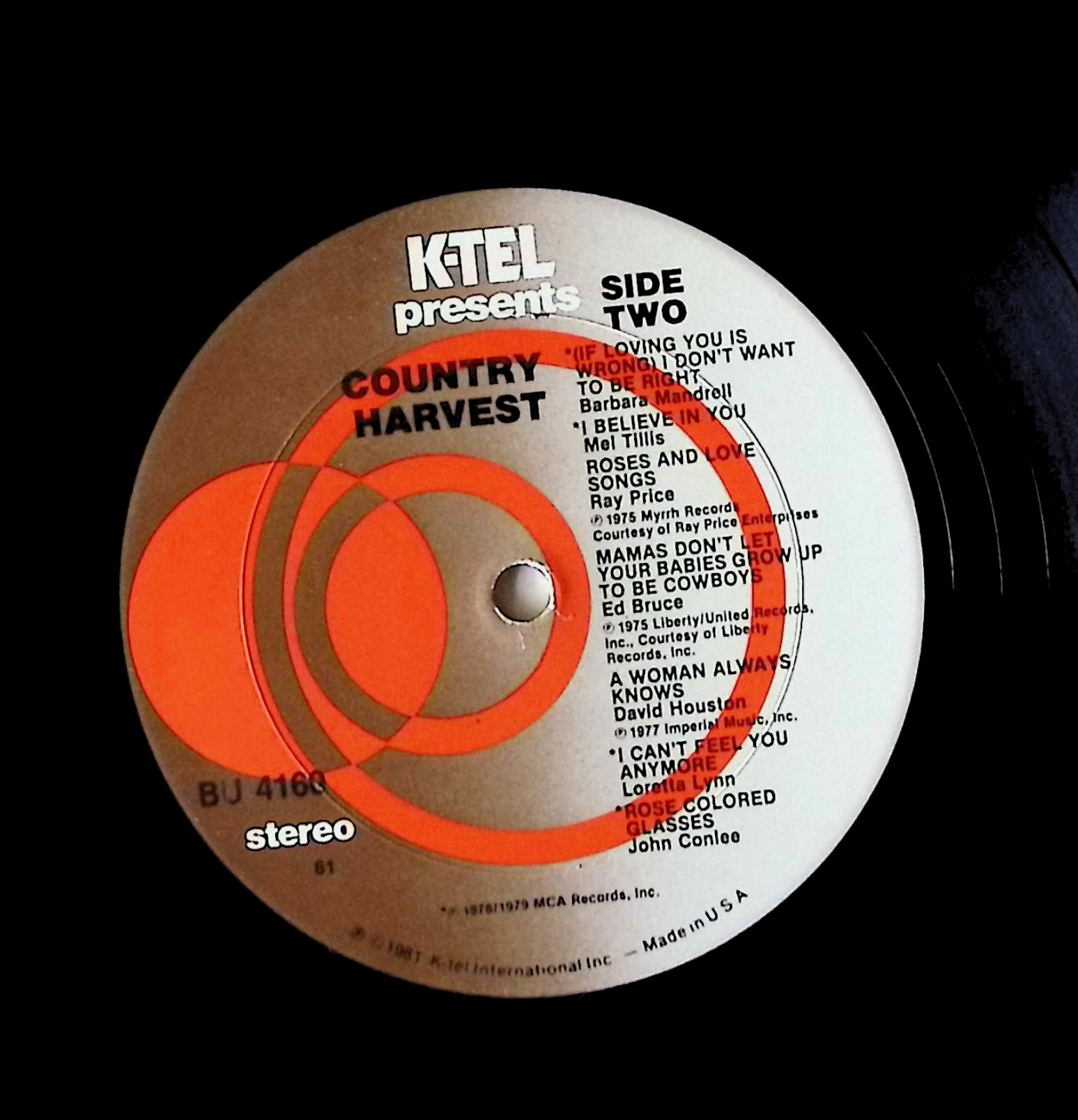 Various Country Harvest 12" LP 1981 BU 4160 Folk, World, & Country — image 2