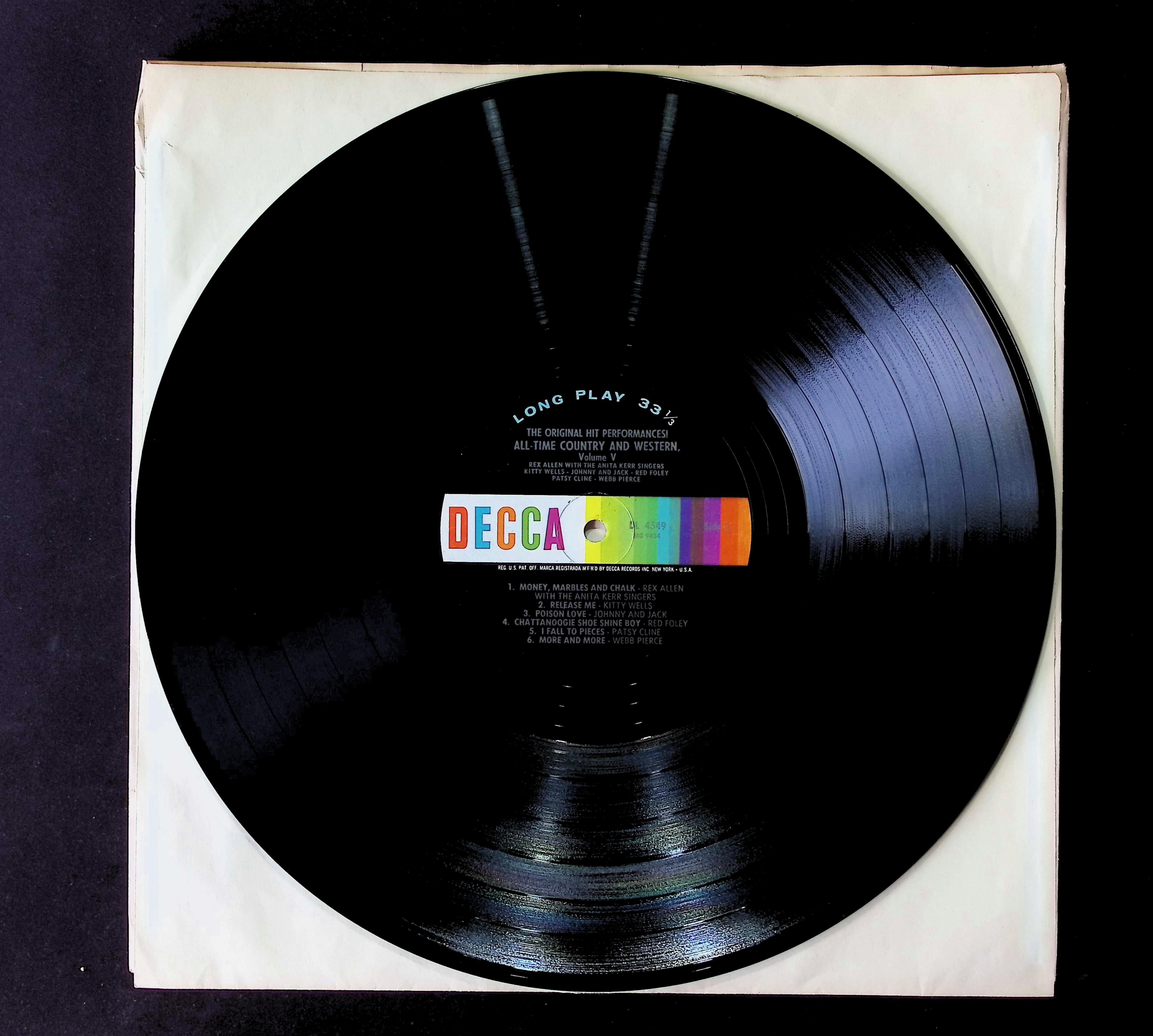 Various The Original Hit Performances All-Time Country And Western, Volume V 12" LP 0 DL 4549 Folk, World, & Country — image 3