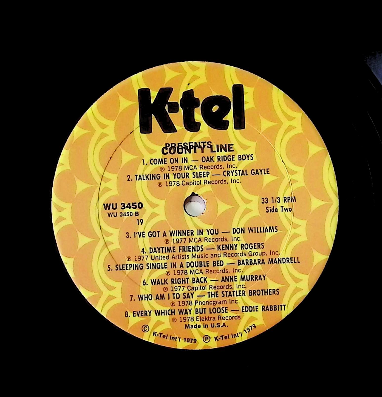 Various County Line (Cross Over To Country Original Hits & Stars) 12" LP 1979 WU 3450 Folk, World, & Country — image 2