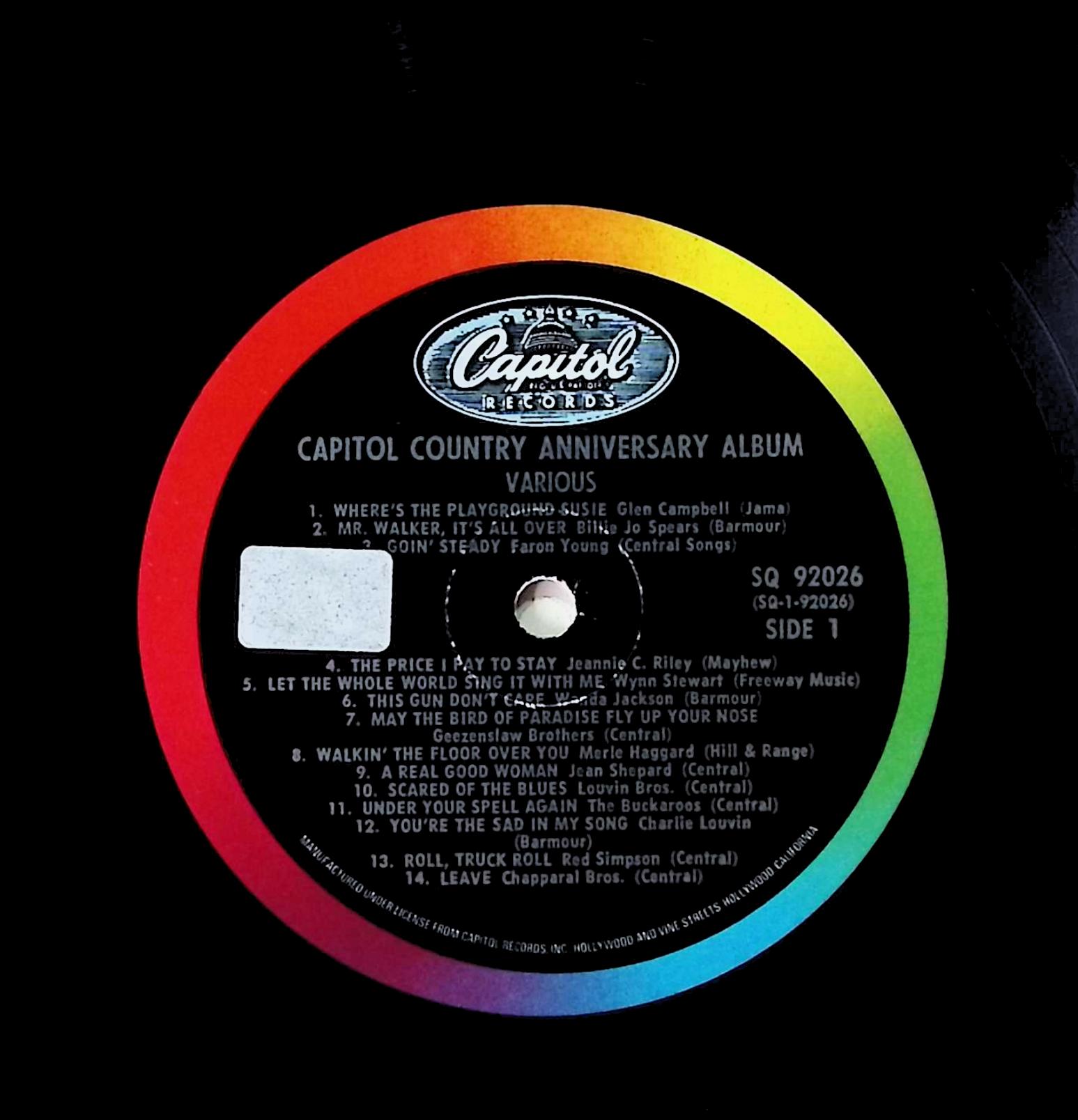 Various Capitol Country Anniversary Album 12" LP 1969 SQ92026 Folk, World, & Country — image 2