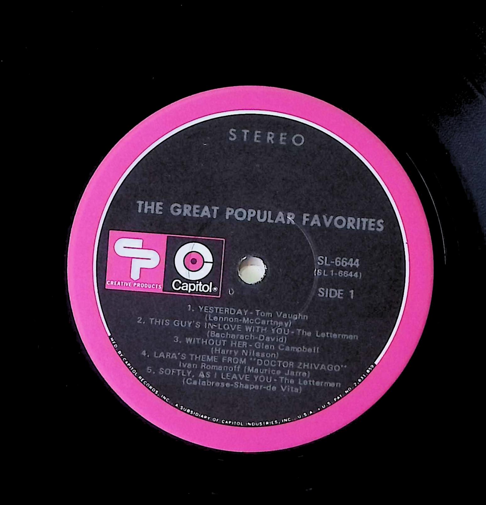Various The Great Popular Favorites 12" LP 1969 SL-6644 Pop — image 4