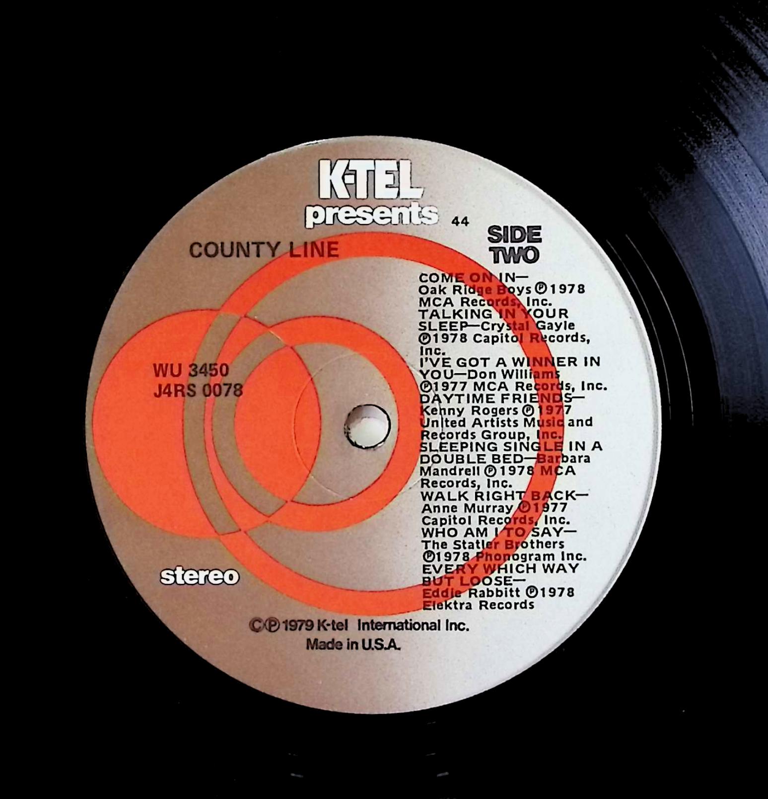 Various County Line (Cross Over To Country Original Hits & Stars) 12" LP 1979 WU 3450 Folk, World, & Country — image 2