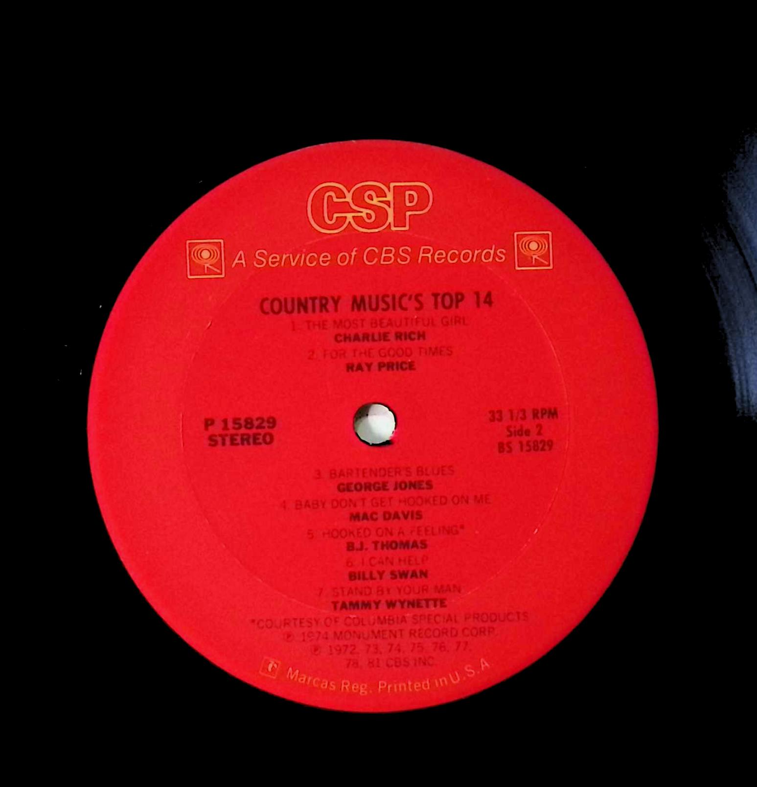 Various Country Music's Top 14 12" LP 1981 P 15829 Folk, World, & Country — image 2