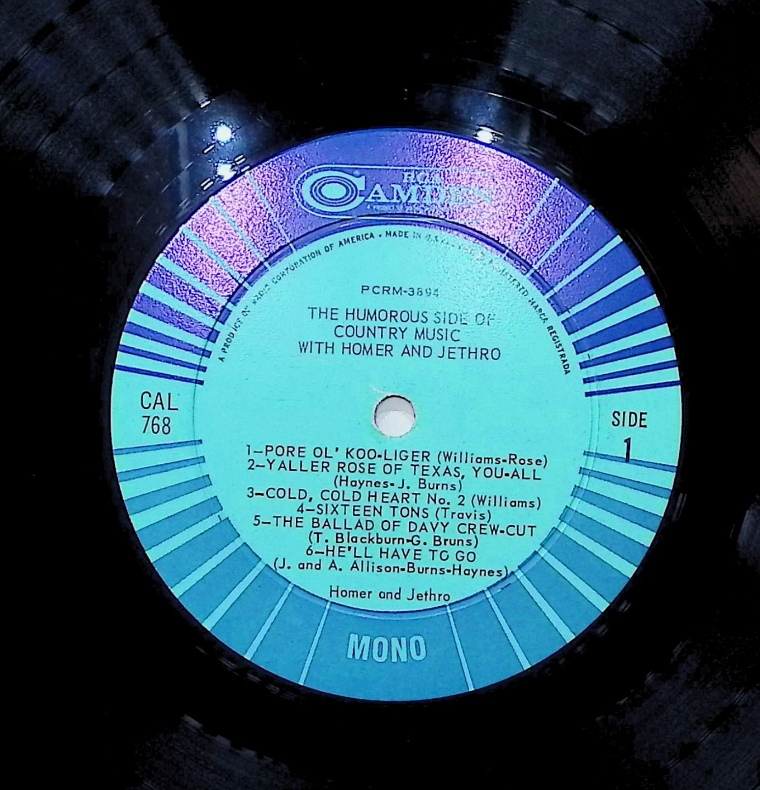 Homer And Jethro The Humorous Side Of Country Music 12" LP 1963 CAL-768 Folk, World, & Country — image 2