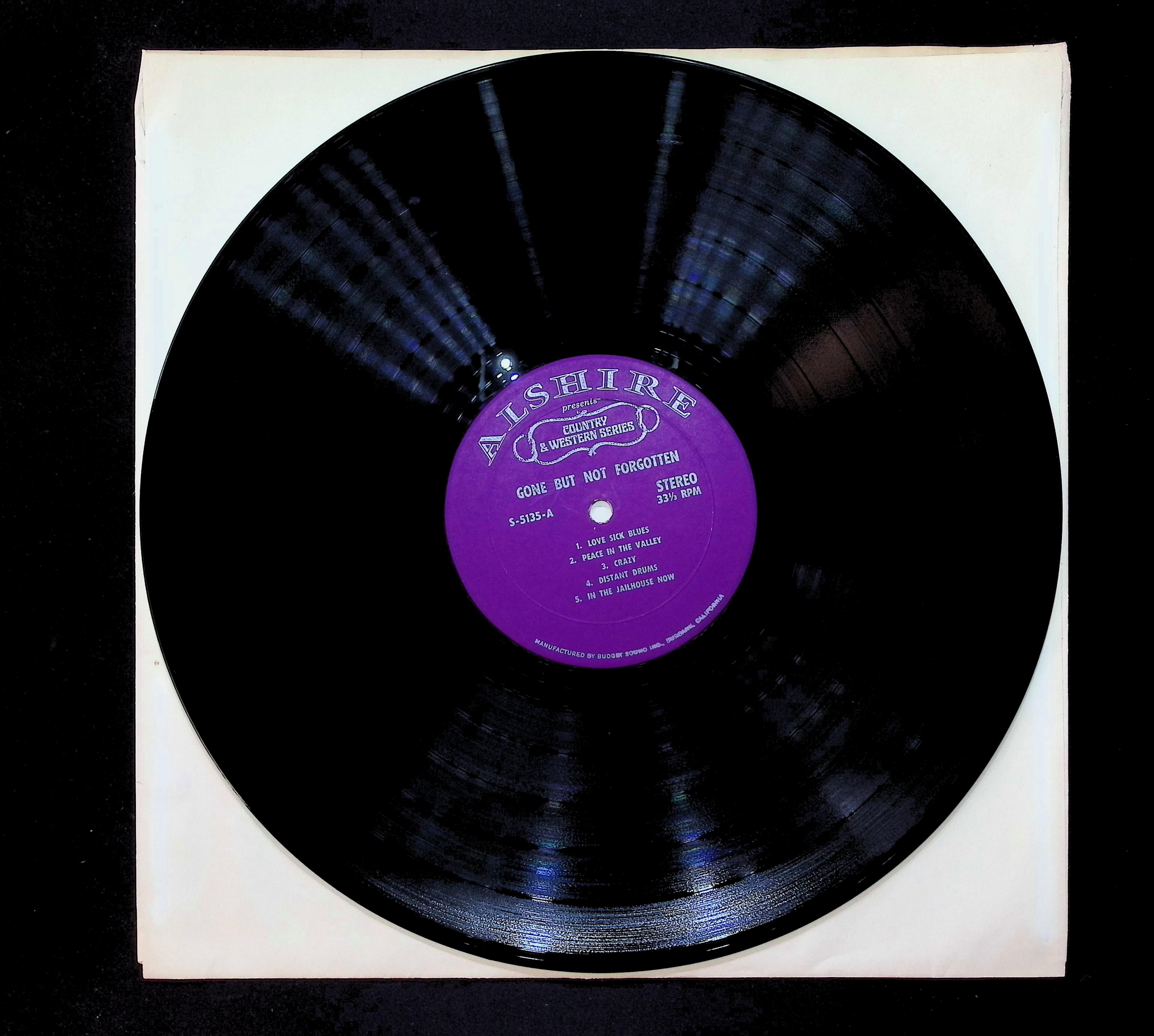 Patsy Cline, Jim Reeves, Red Foley, Hank Williams, Jimmie Rodgers Gone But Not Forgotten 12" LP Unknown Alshire Country & Western Series — image 3