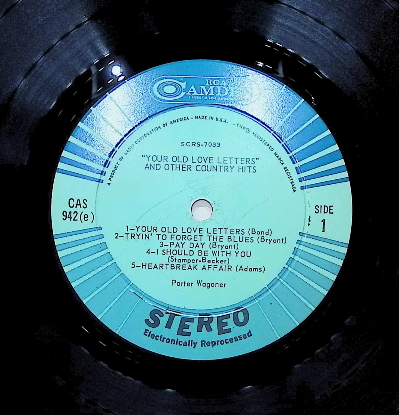 Porter Wagoner Your Old Love Letters And Other Country Hits 12" LP 1966 CAS-942(e) Folk, World, & Country — image 2