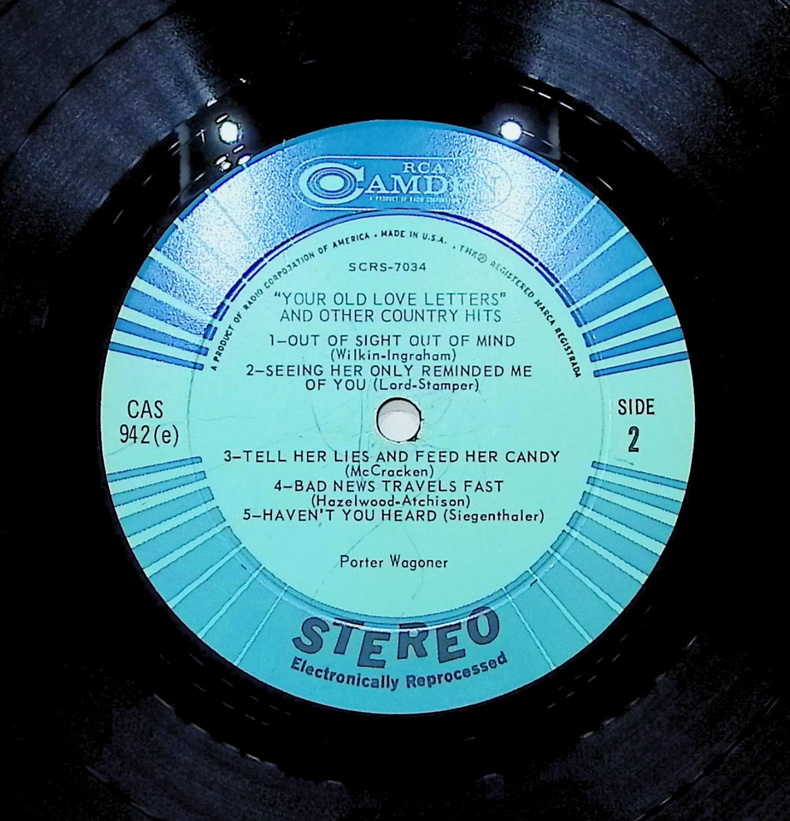 Porter Wagoner Your Old Love Letters And Other Country Hits 12" LP 1966 CAS-942(e) Folk, World, & Country — image 4