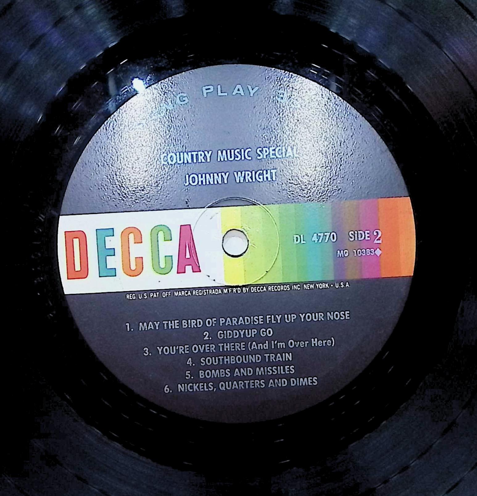 Johnny Wright (2) Country Music Special 12" LP 1966 DL 4770 Folk, World, & Country — image 2