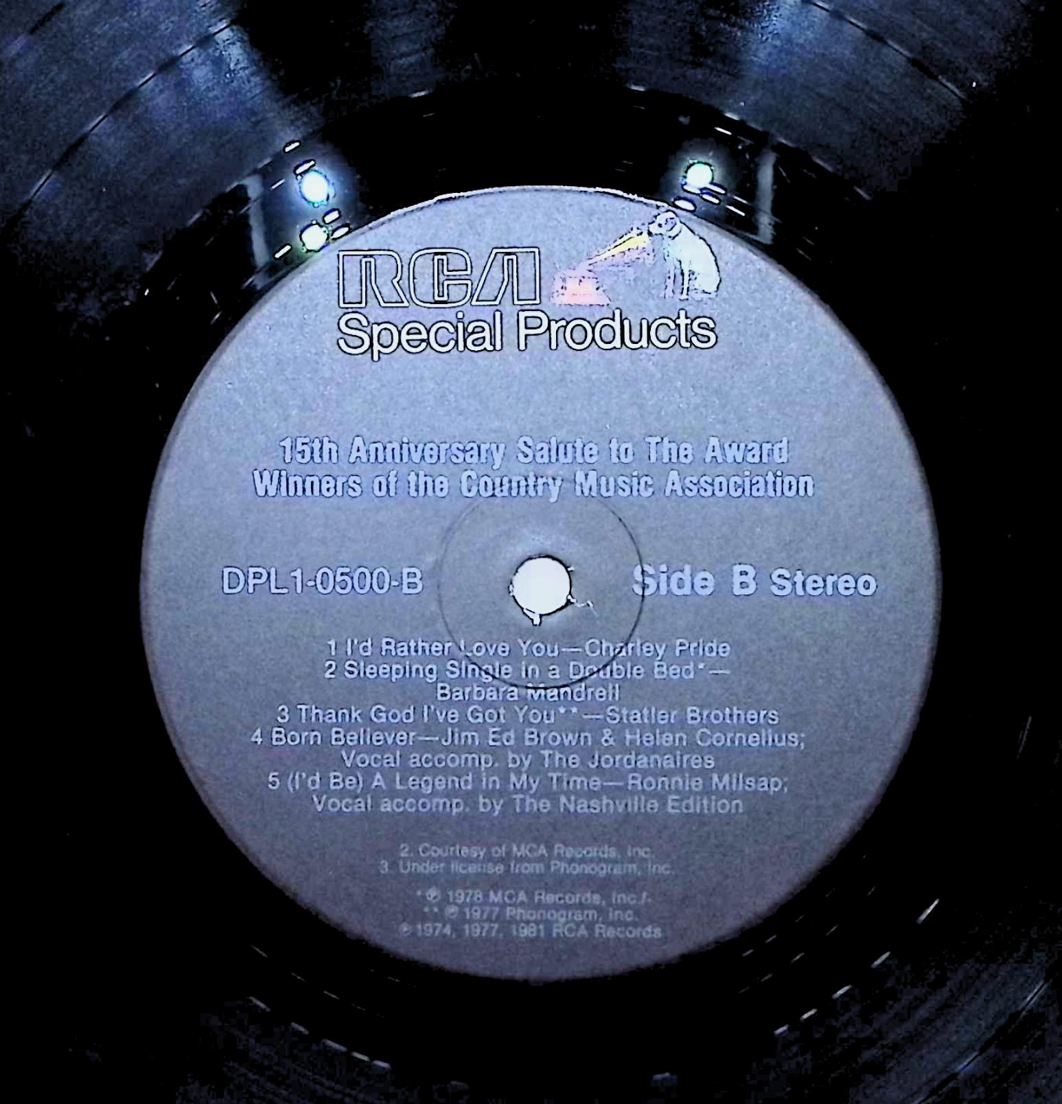 Various 15th Anniversary Salute To The Award Winners Of The Country Music Association 12" LP 1981 DPL1-0500 Folk, World, & Country — image 2