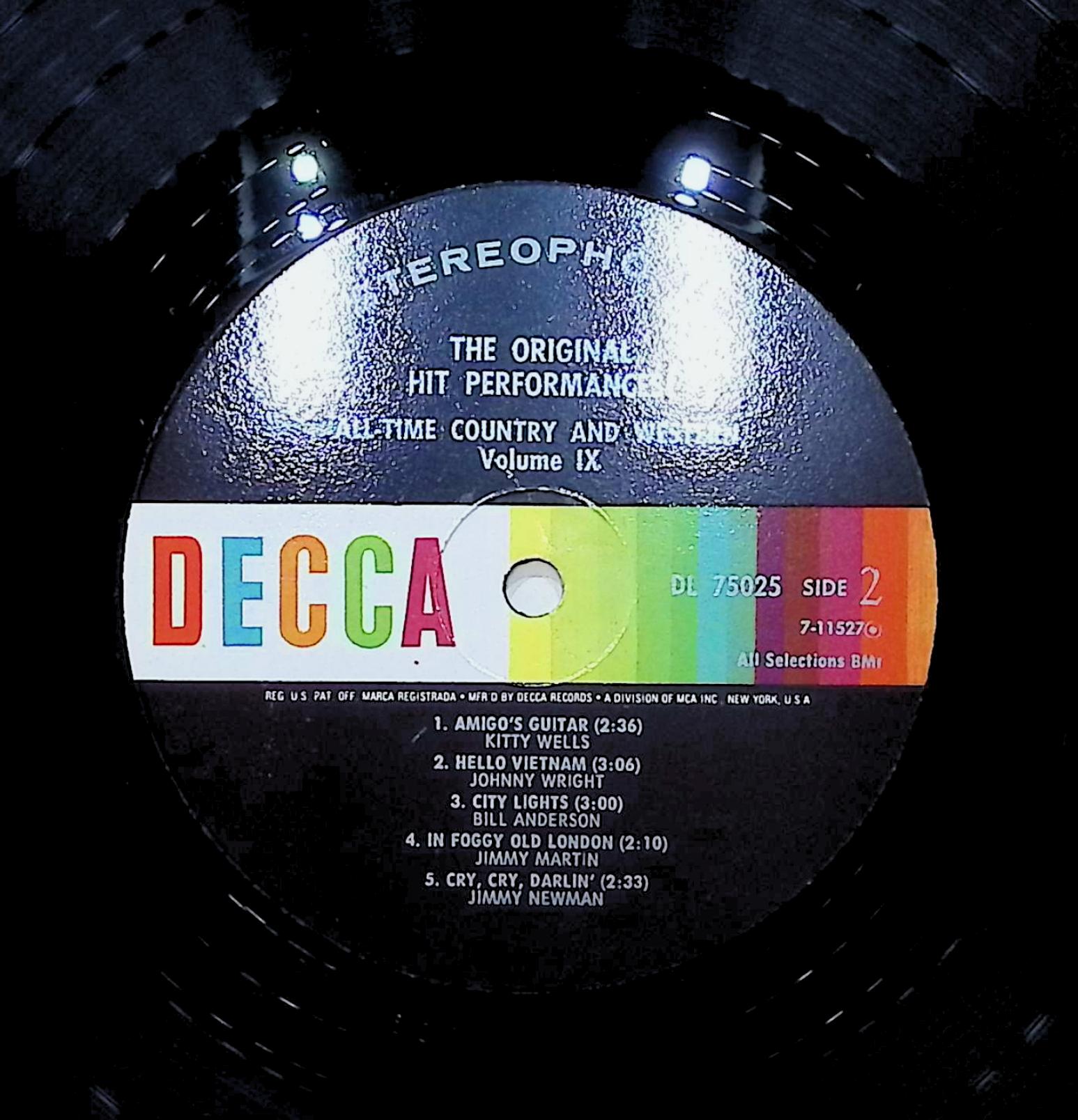 Various The Original Hit Performances! All-Time Country And Western. Vol. 9 12" LP 0 DL 75025 Folk, World, & Country — image 2