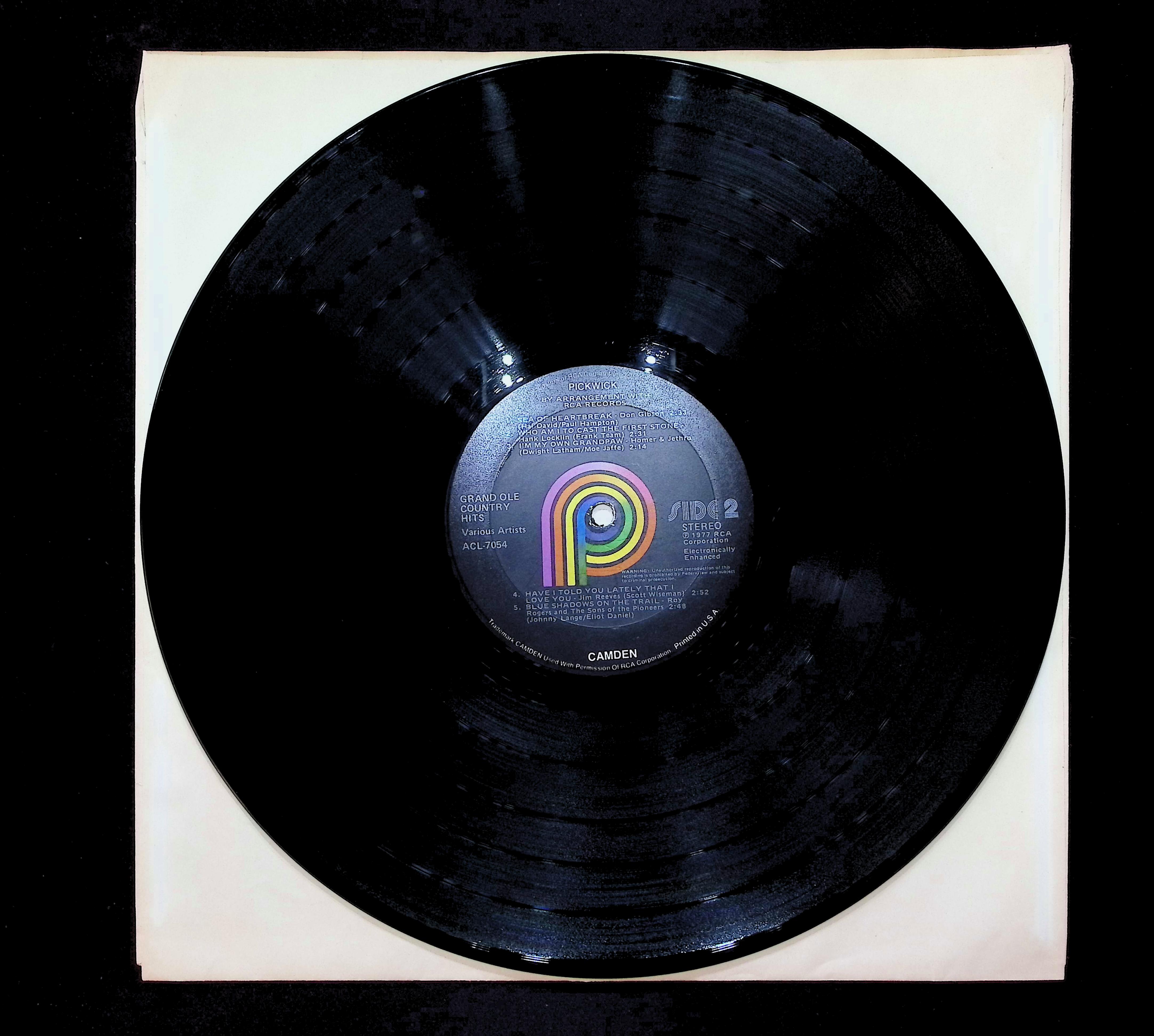 Various Grand Ole Country Hits 12" LP 1977 ACL-7054 Folk, World, & Country — image 3