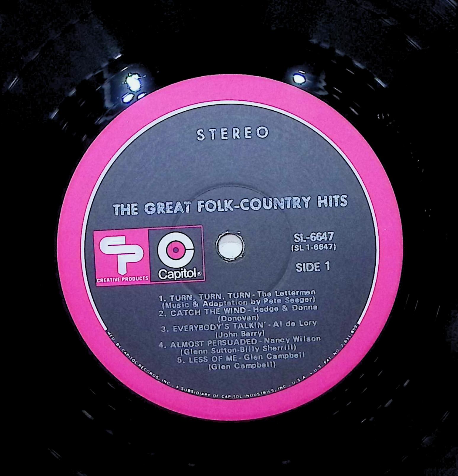 Various The Great Folk-Country Hits 12" LP 0 Creative Products Folk, World, & Country — image 2