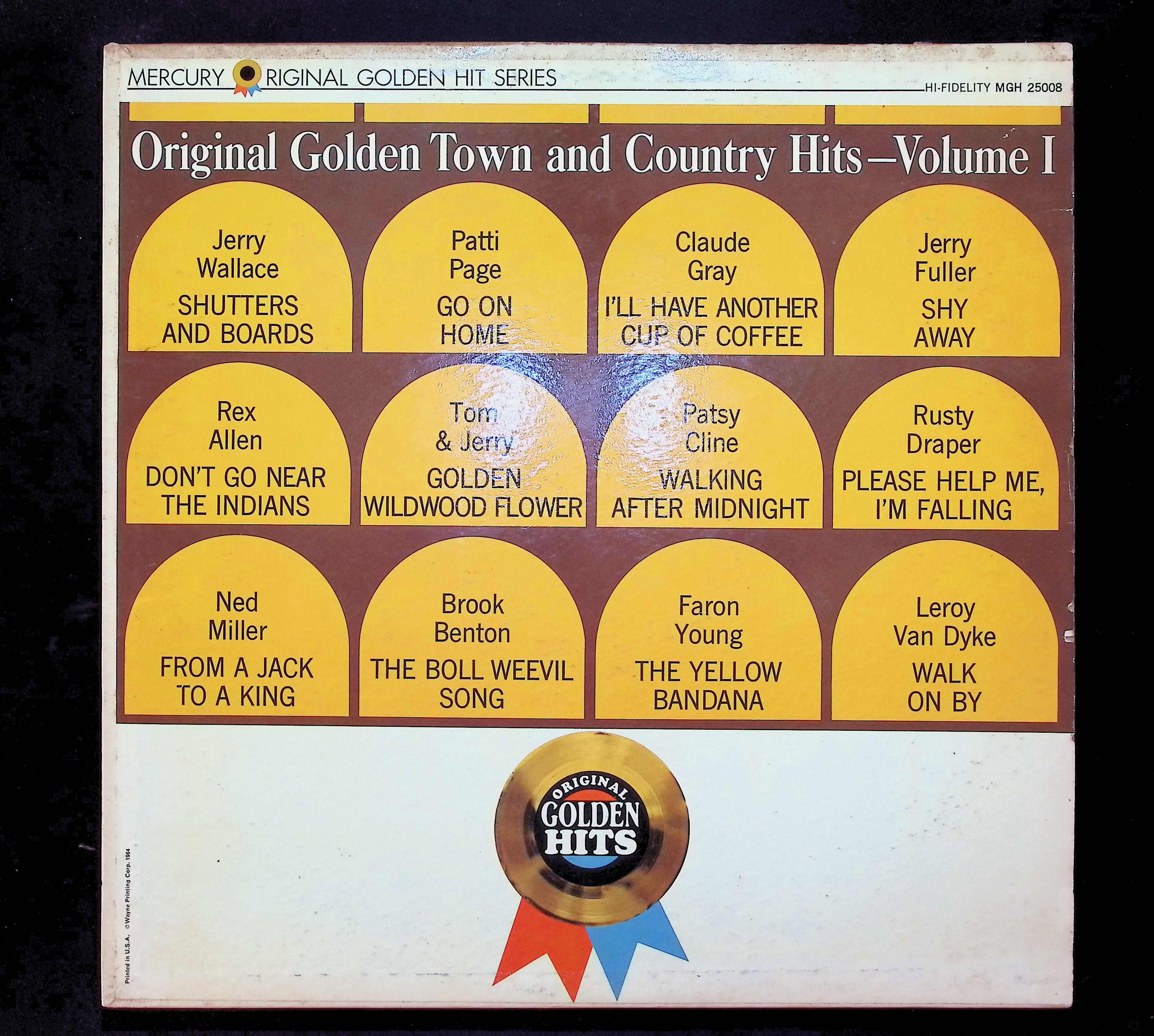 Various Original Golden Town And Country Hits - Volume I 12" LP 1964 MGH-25008 Folk, World, & Country