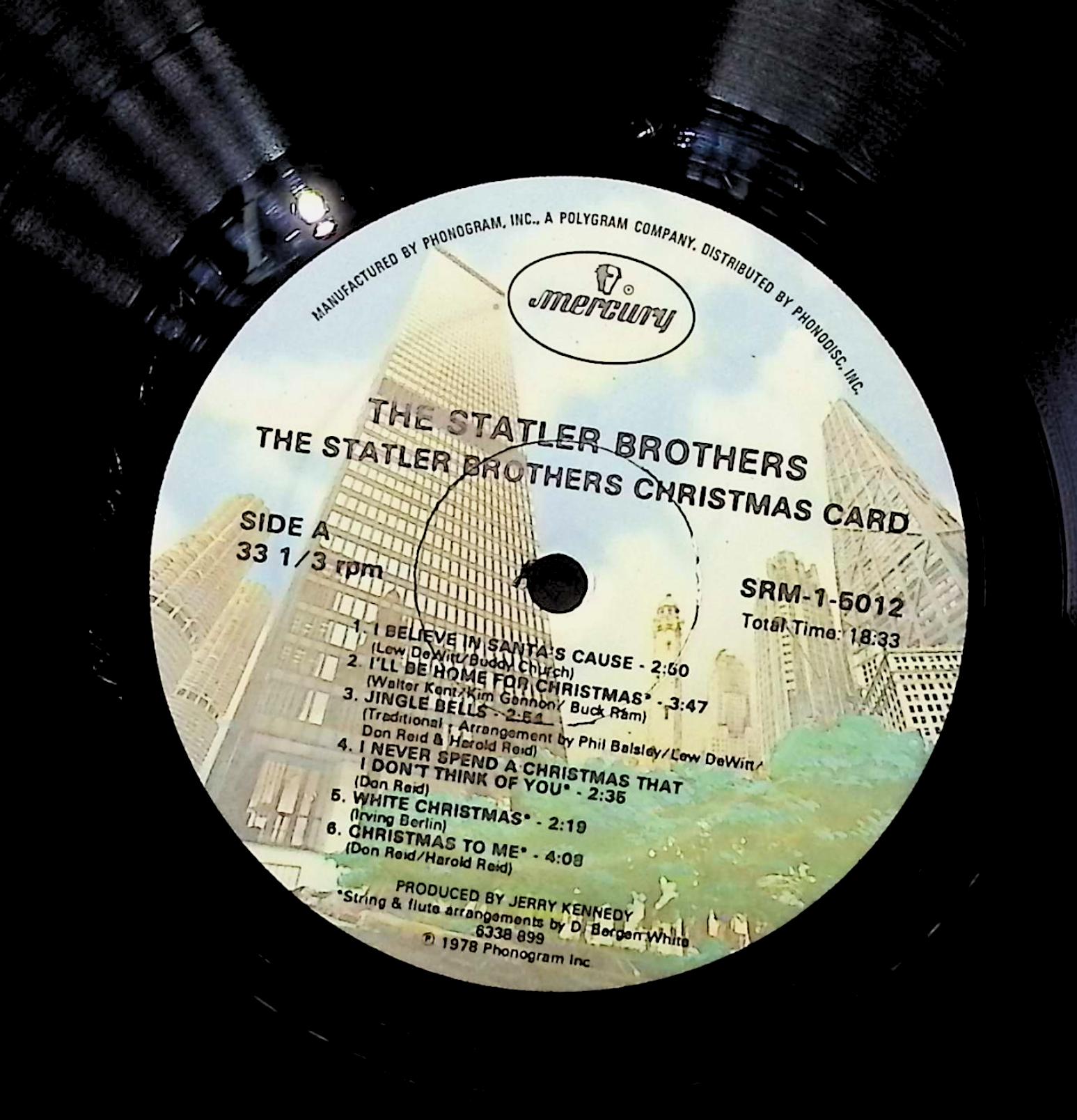 The Statler Brothers The Statler Brothers Christmas Card 12" LP 1978 SRM-1-5012 Folk, World, & Country — image 2
