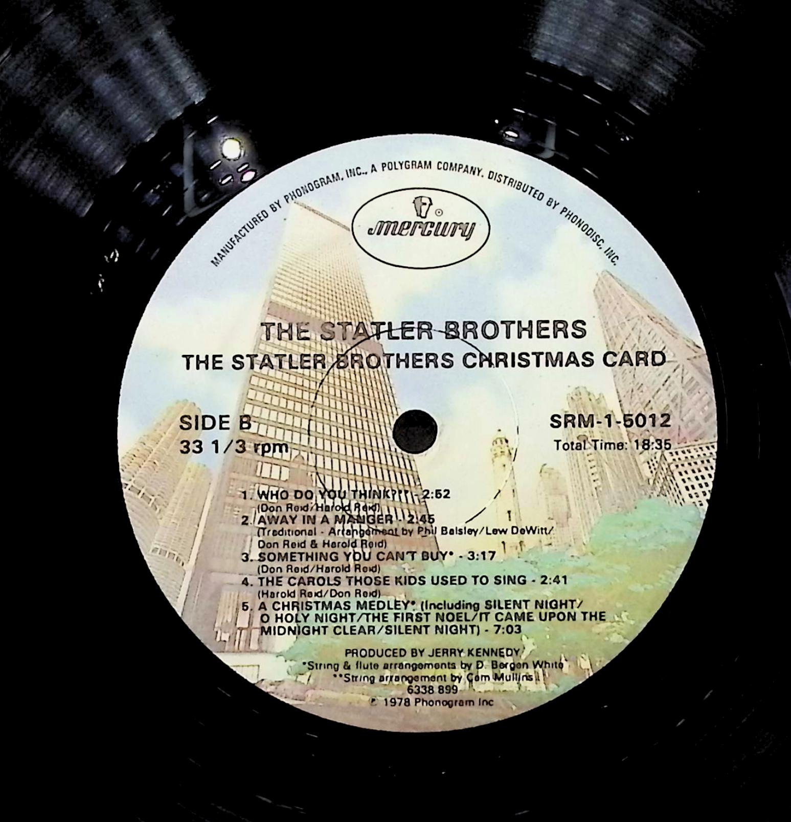 The Statler Brothers The Statler Brothers Christmas Card 12" LP 1978 SRM-1-5012 Folk, World, & Country — image 4
