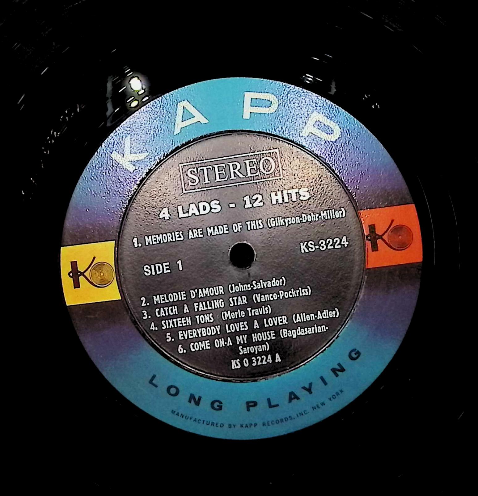 The Four Lads 12 Hits 12" LP 1961 KS - 3224 Jazz — image 2