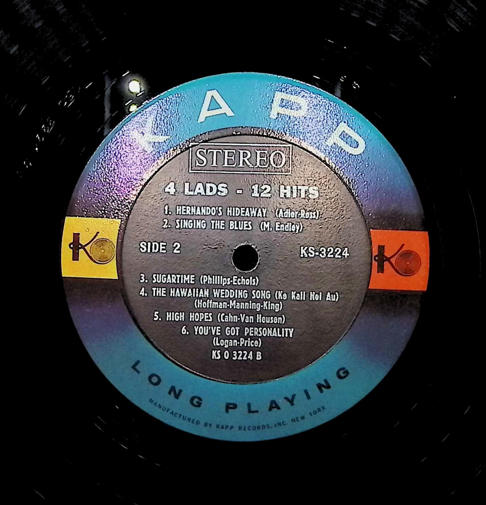 The Four Lads 12 Hits 12" LP 1961 KS - 3224 Jazz — image 4
