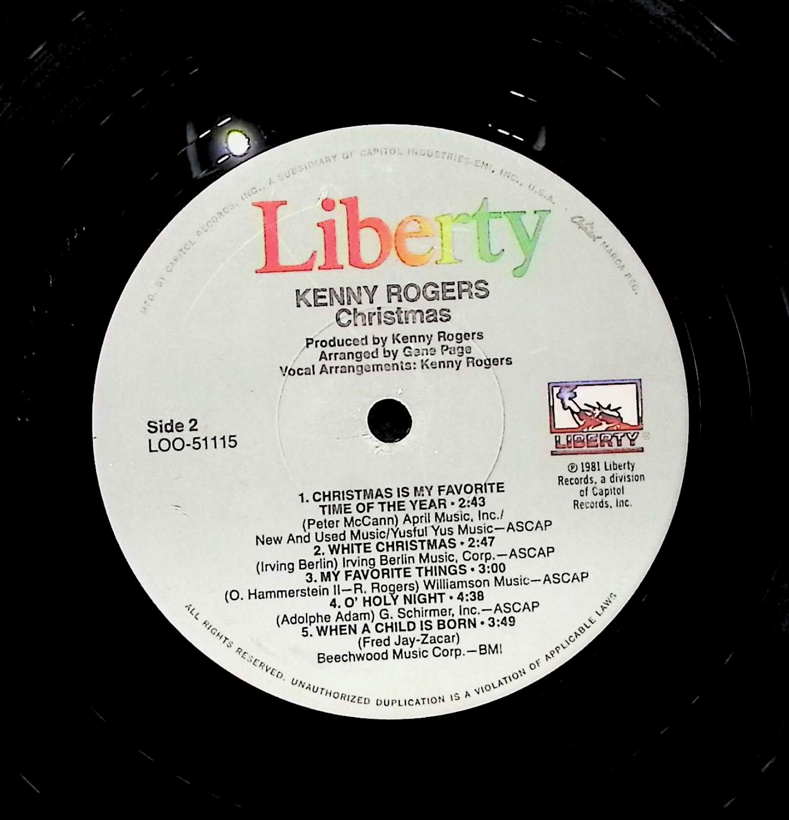 Kenny Rogers Christmas 12" LP 1981 LOO-51115 Folk, World, & Country — image 2