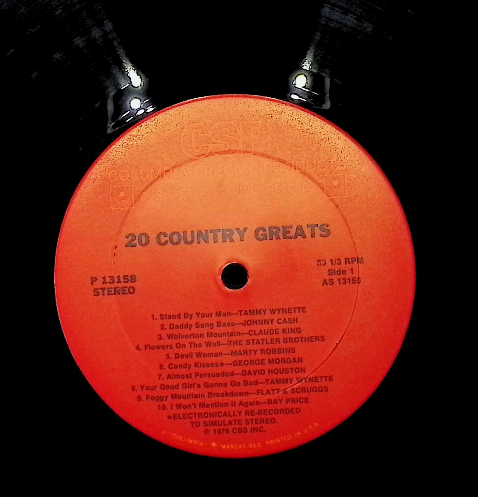 Various Artists 20 Country Greats 1976 LP P 13158 Folk, World, & Country  — image 2