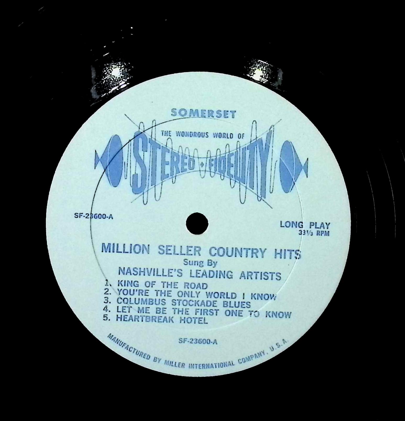 Various Artists Million Seller Country Hits 1966 LP SF-23600 Folk, World, & Country  — image 2
