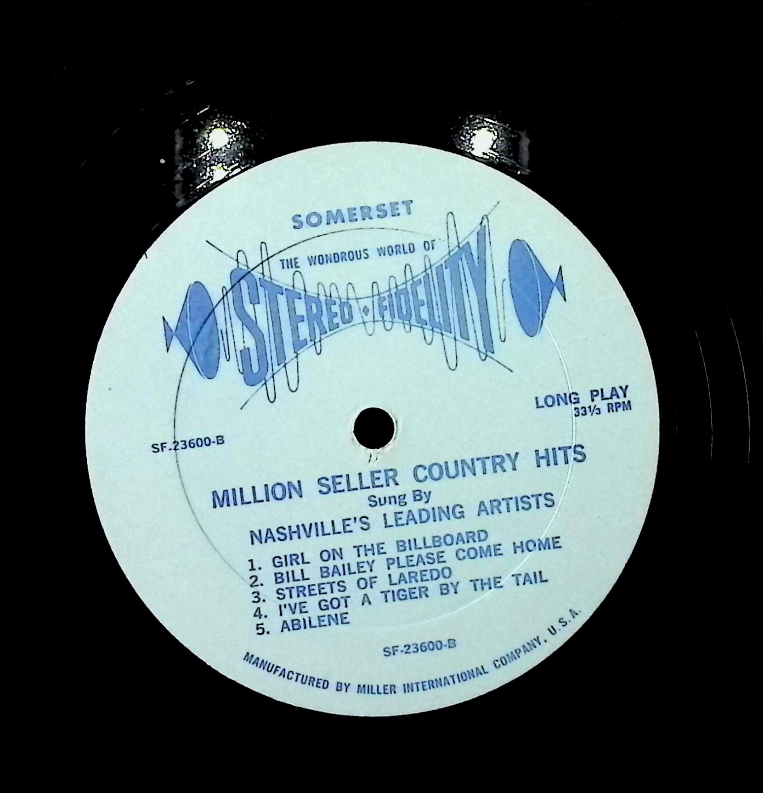 Various Artists Million Seller Country Hits 1966 LP SF-23600 Folk, World, & Country  — image 4