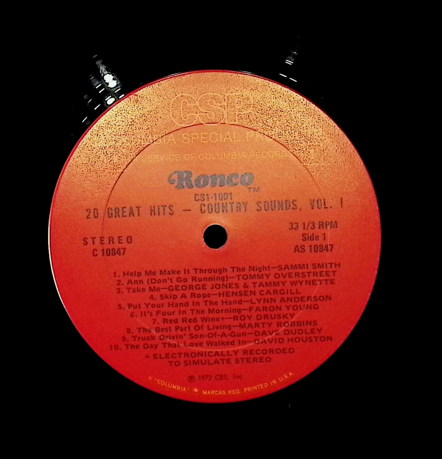 Various - 20 Great Hits - Country Sounds, Vol. 1 1972 LP Folk, World, & Country  — image 4
