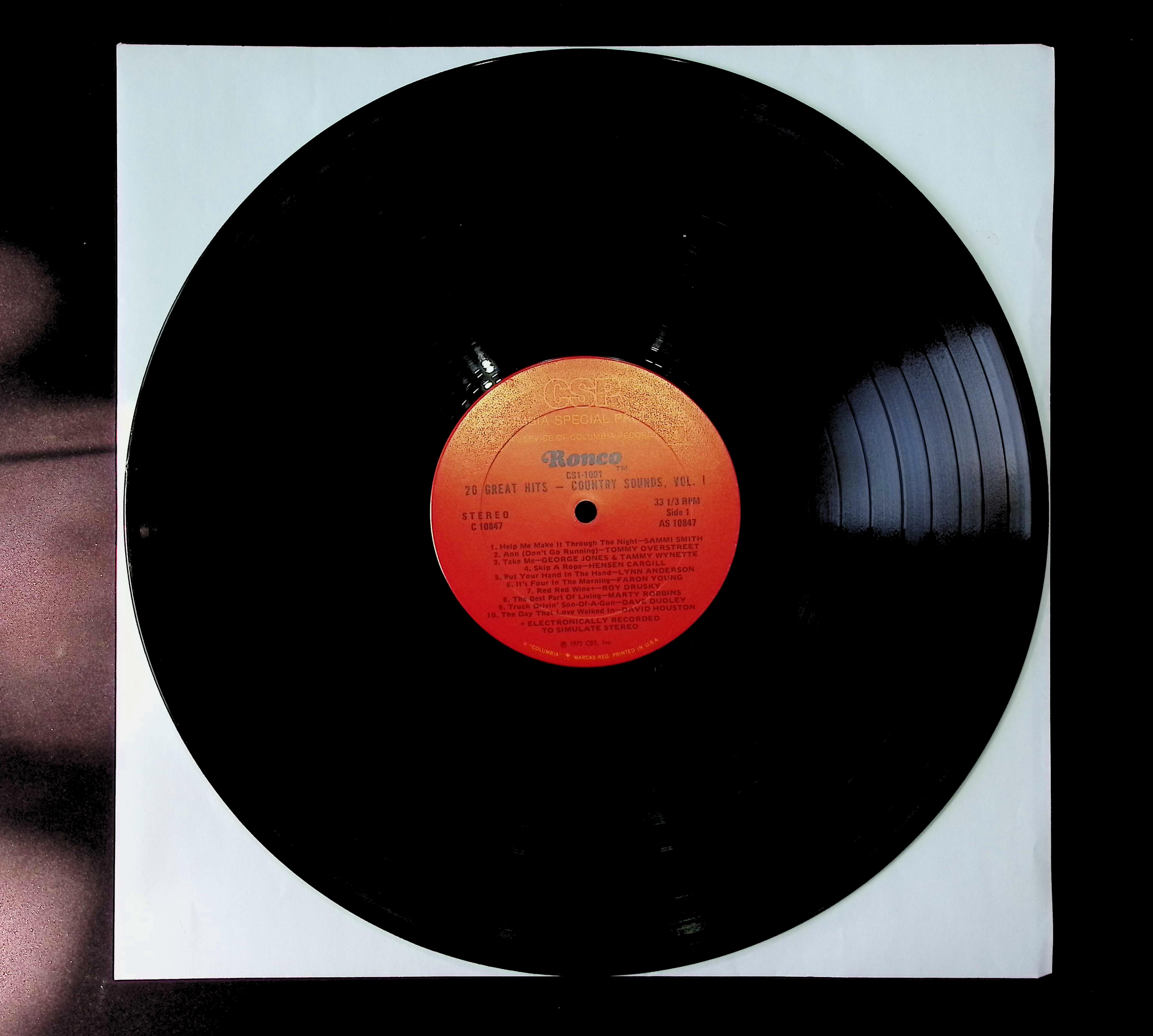 Various - 20 Great Hits - Country Sounds, Vol. 1 1972 LP Folk, World, & Country  — image 5