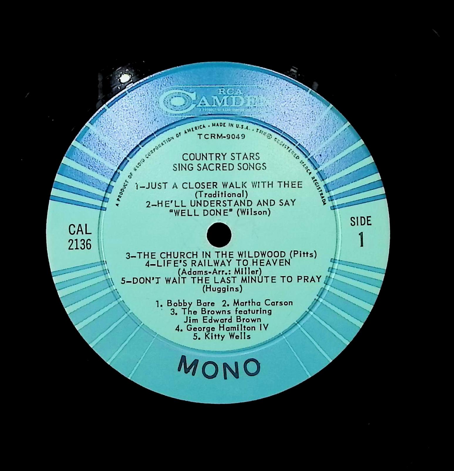 Various Artists Country Stars Sing Sacred Songs 1967 LP CAL-2136 Folk, World, & Country  — image 2