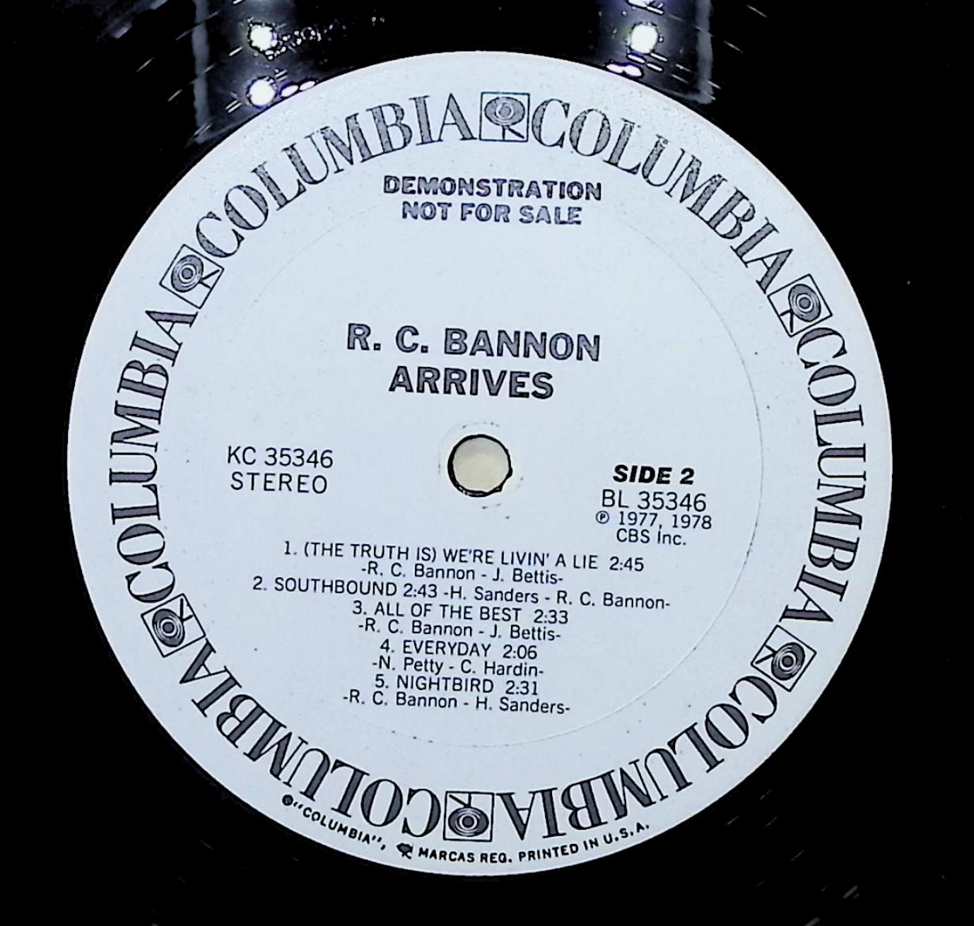 R.C. Bannon Arrives 12" LP 1978 KC 35346 Folk, World, & Country — image 2