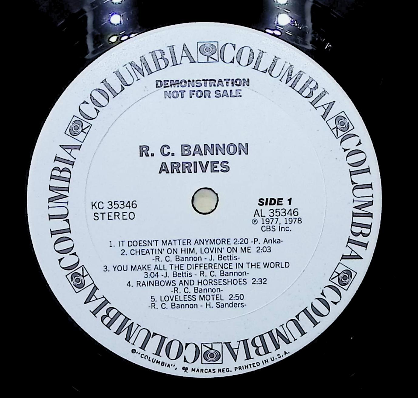 R.C. Bannon Arrives 12" LP 1978 KC 35346 Folk, World, & Country — image 4