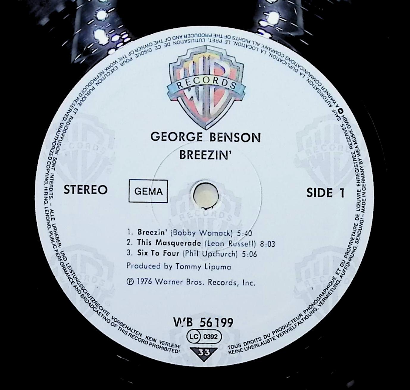 George Benson Breezin' 12" LP 1976 WB 56199 Jazz — image 2