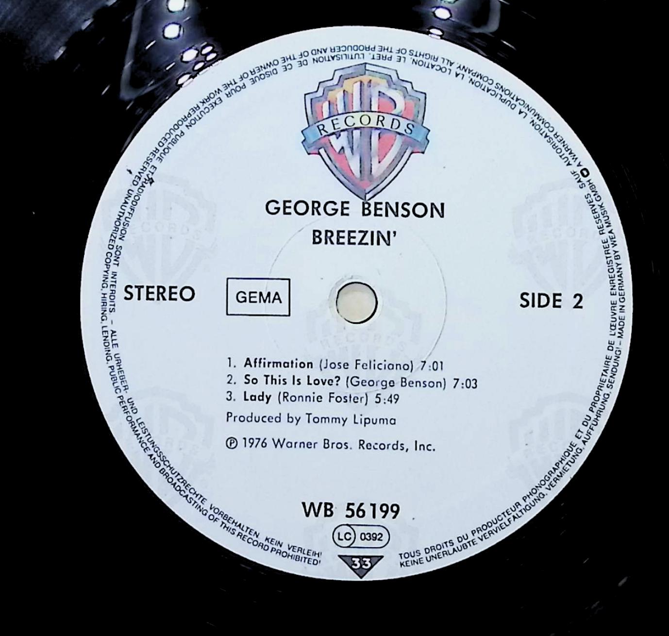 George Benson Breezin' 12" LP 1976 WB 56199 Jazz — image 4