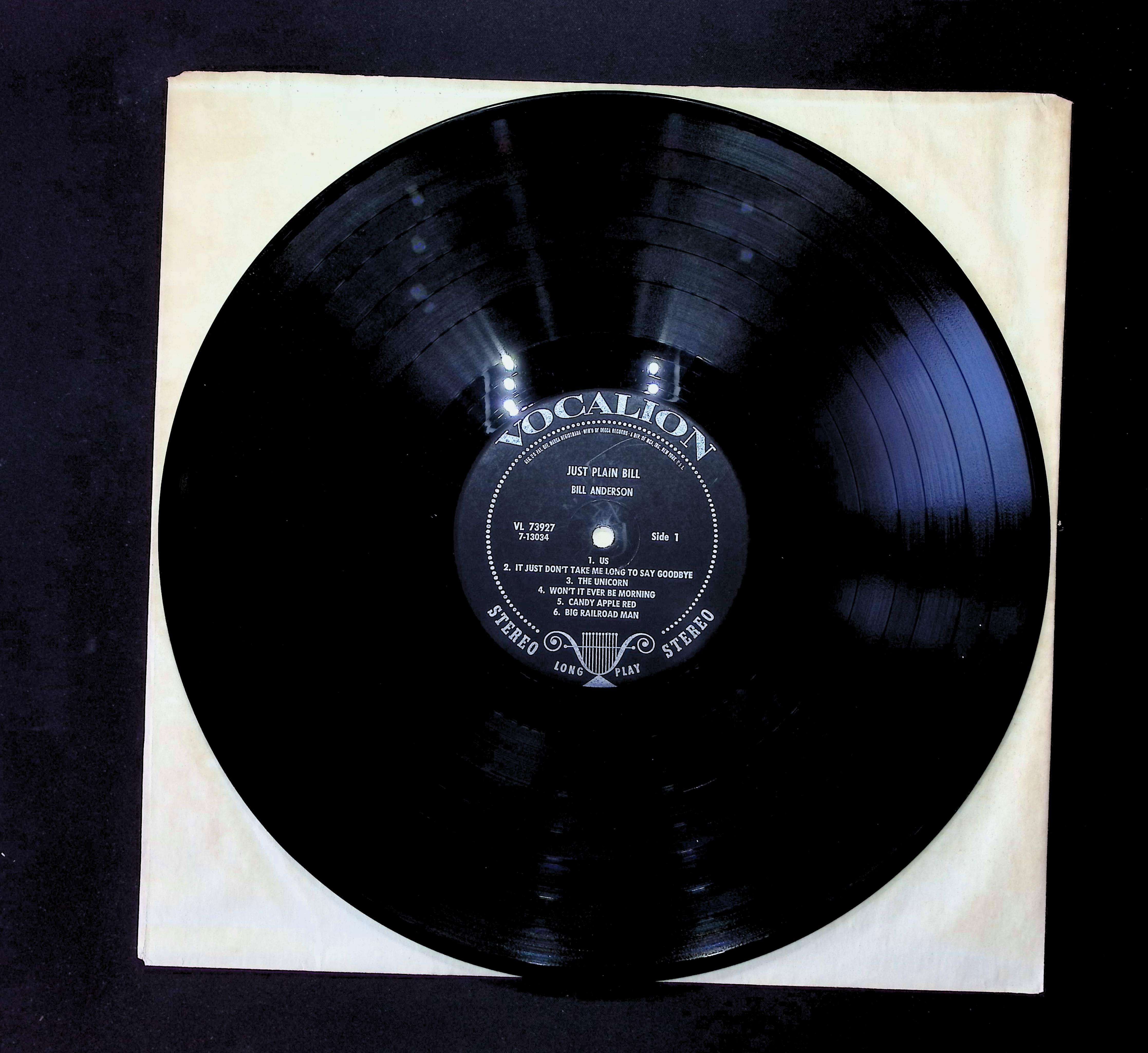 Bill Anderson (2) Just Plain Bill 12" LP 1972 VL 7-3927 Folk, World, & Country — image 3