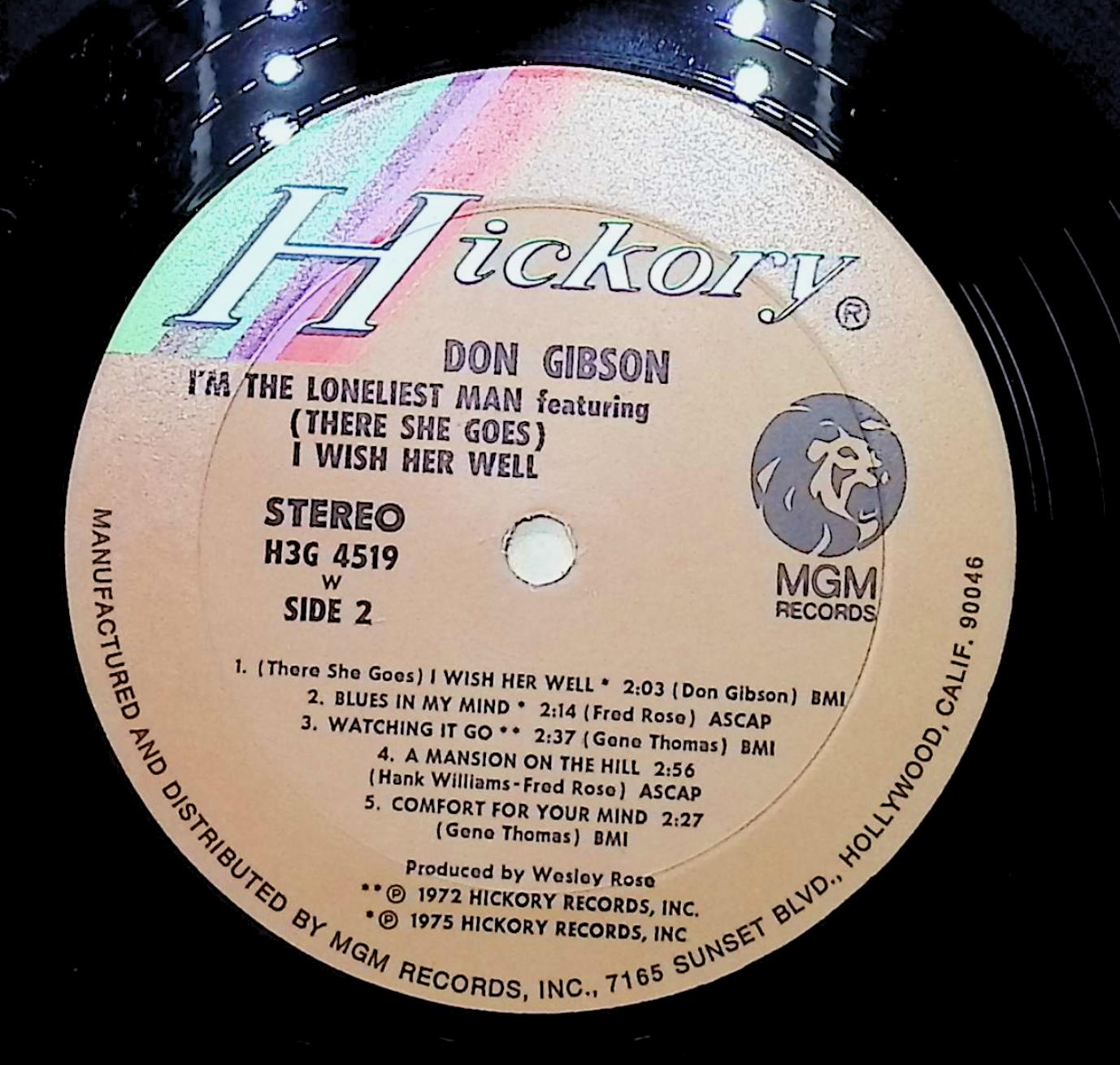 Don Gibson I Am The Loneliest Man 1975 LP H3G-4519 Folk, World, & Country — image 2