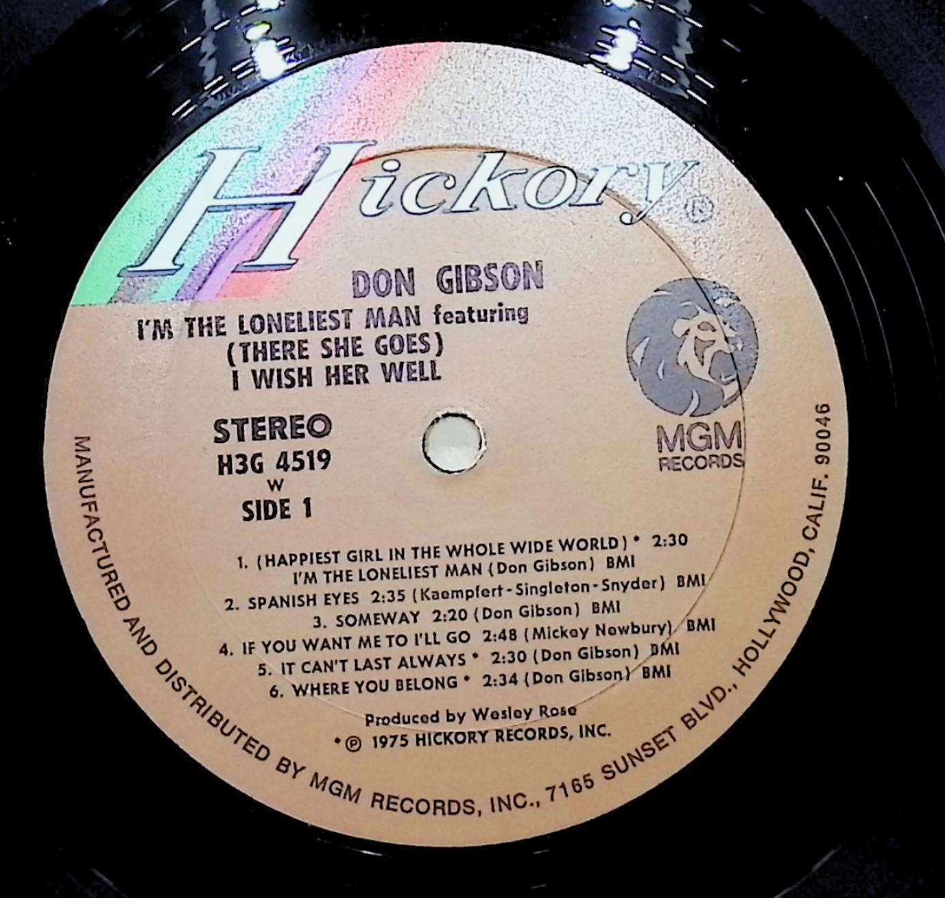 Don Gibson I Am The Loneliest Man 1975 LP H3G-4519 Folk, World, & Country — image 4