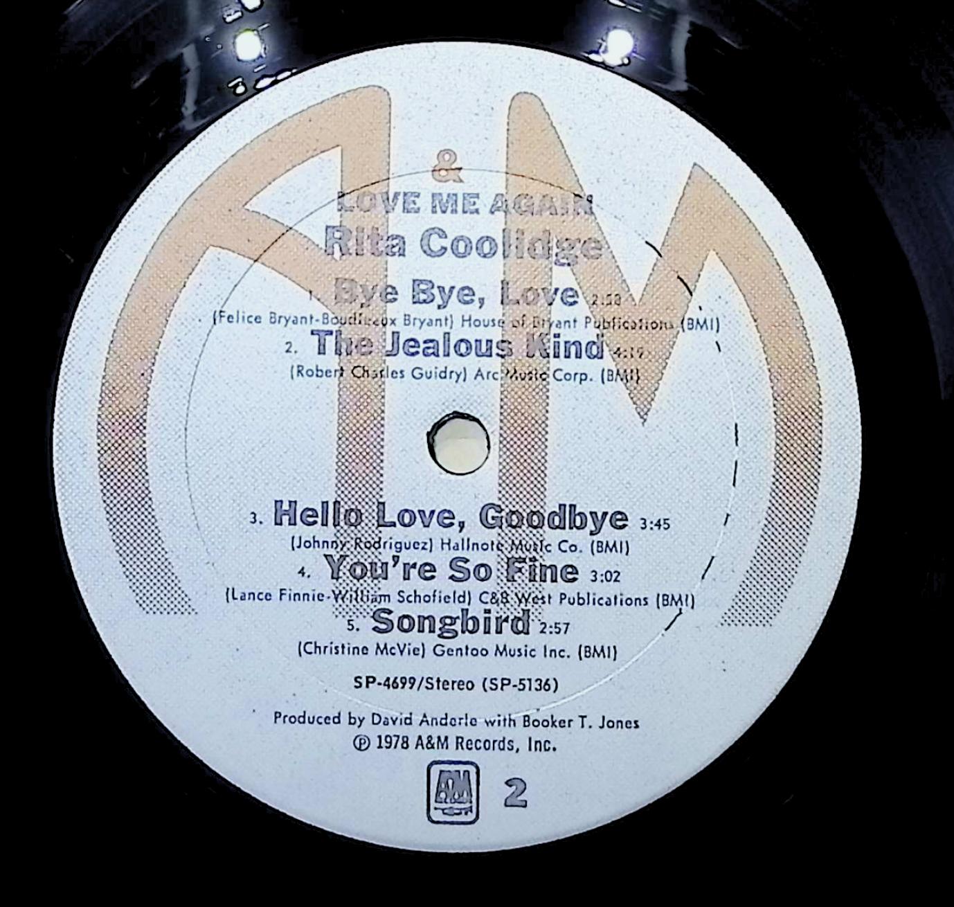 Rita Coolidge Love Me Again 12" LP 1978 SP-4699 Rock — image 2