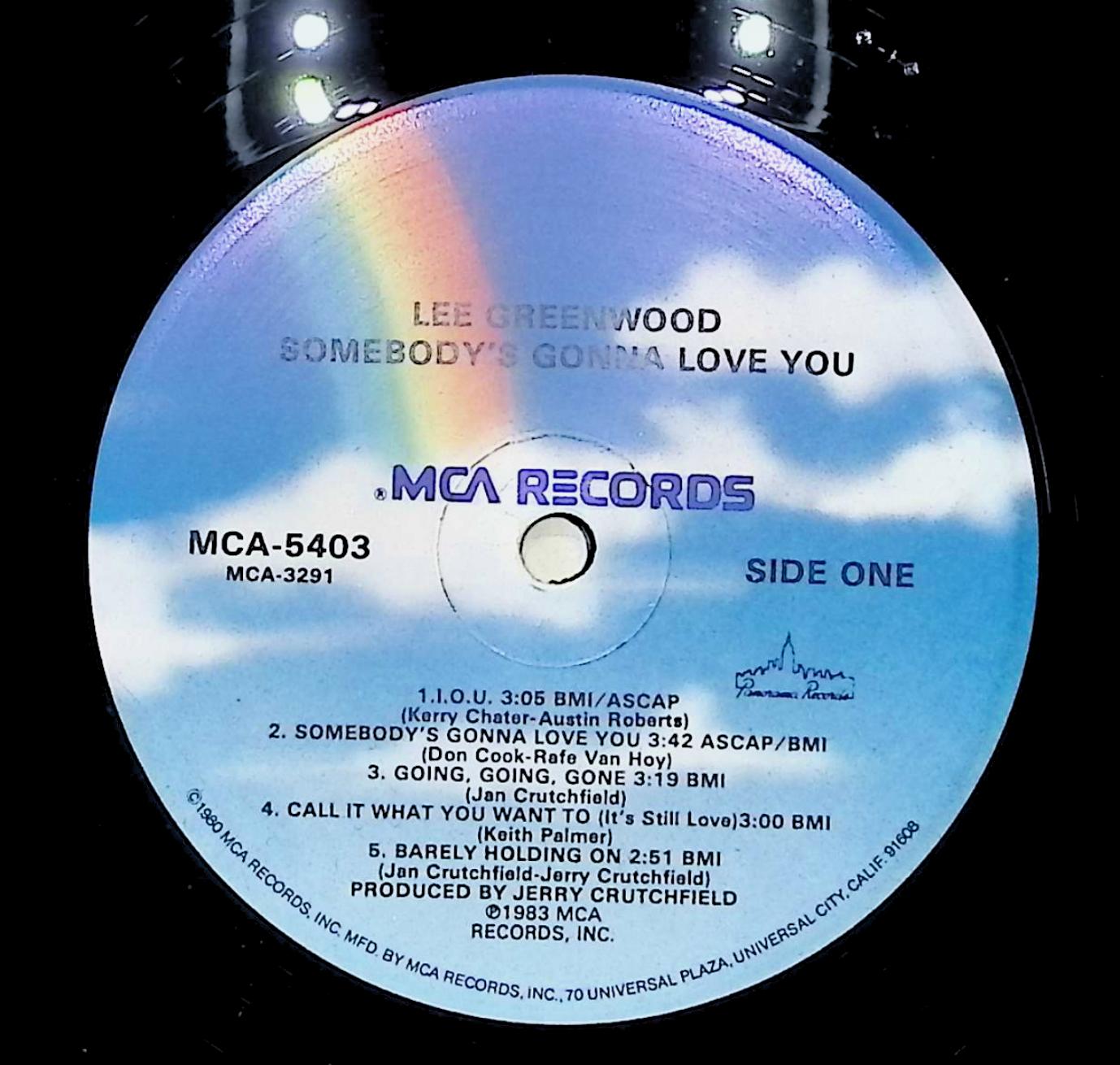 Lee Greenwood Somebody's Gonna Love You 12" LP 1983 MCA5403 Folk, World, & Country — image 2