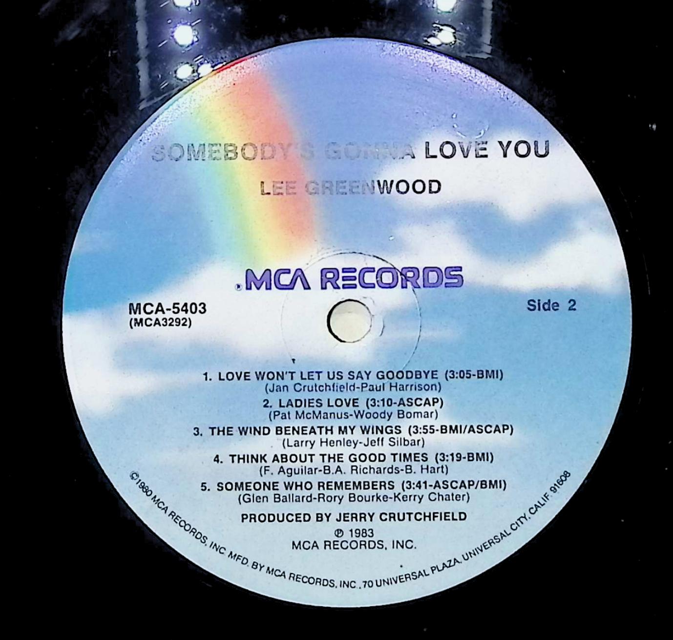 Lee Greenwood Somebody's Gonna Love You 12" LP 1983 MCA5403 Folk, World, & Country — image 2