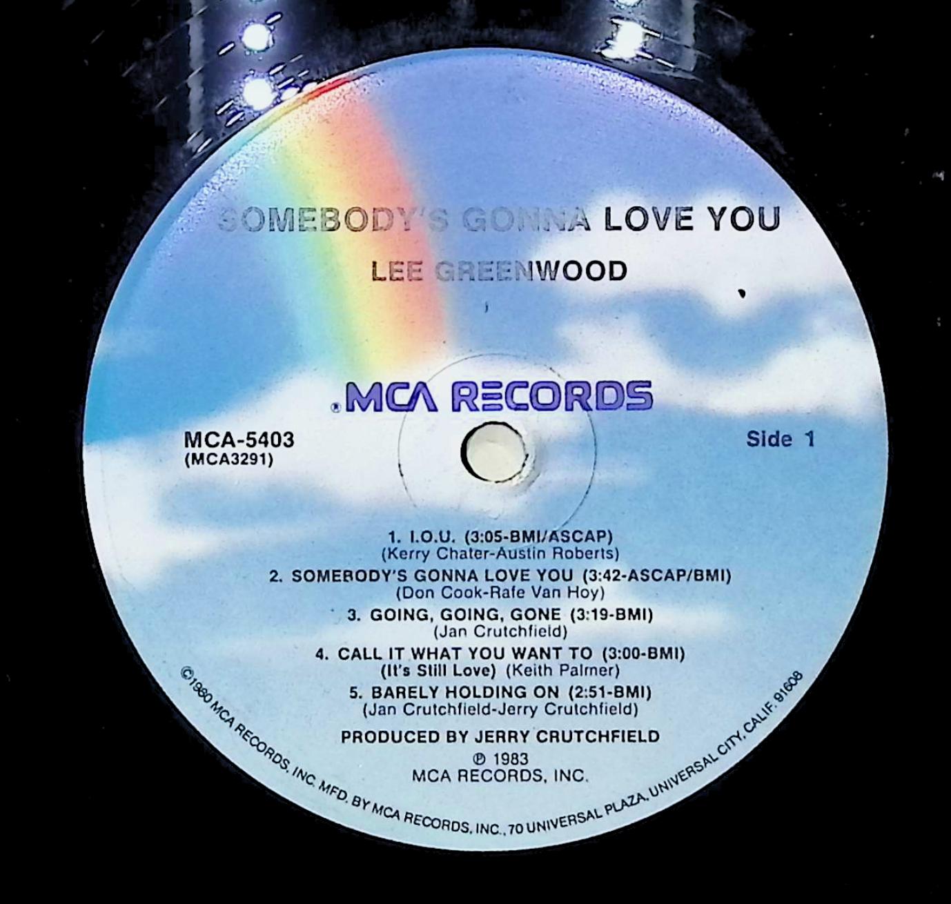 Lee Greenwood Somebody's Gonna Love You 12" LP 1983 MCA5403 Folk, World, & Country — image 4
