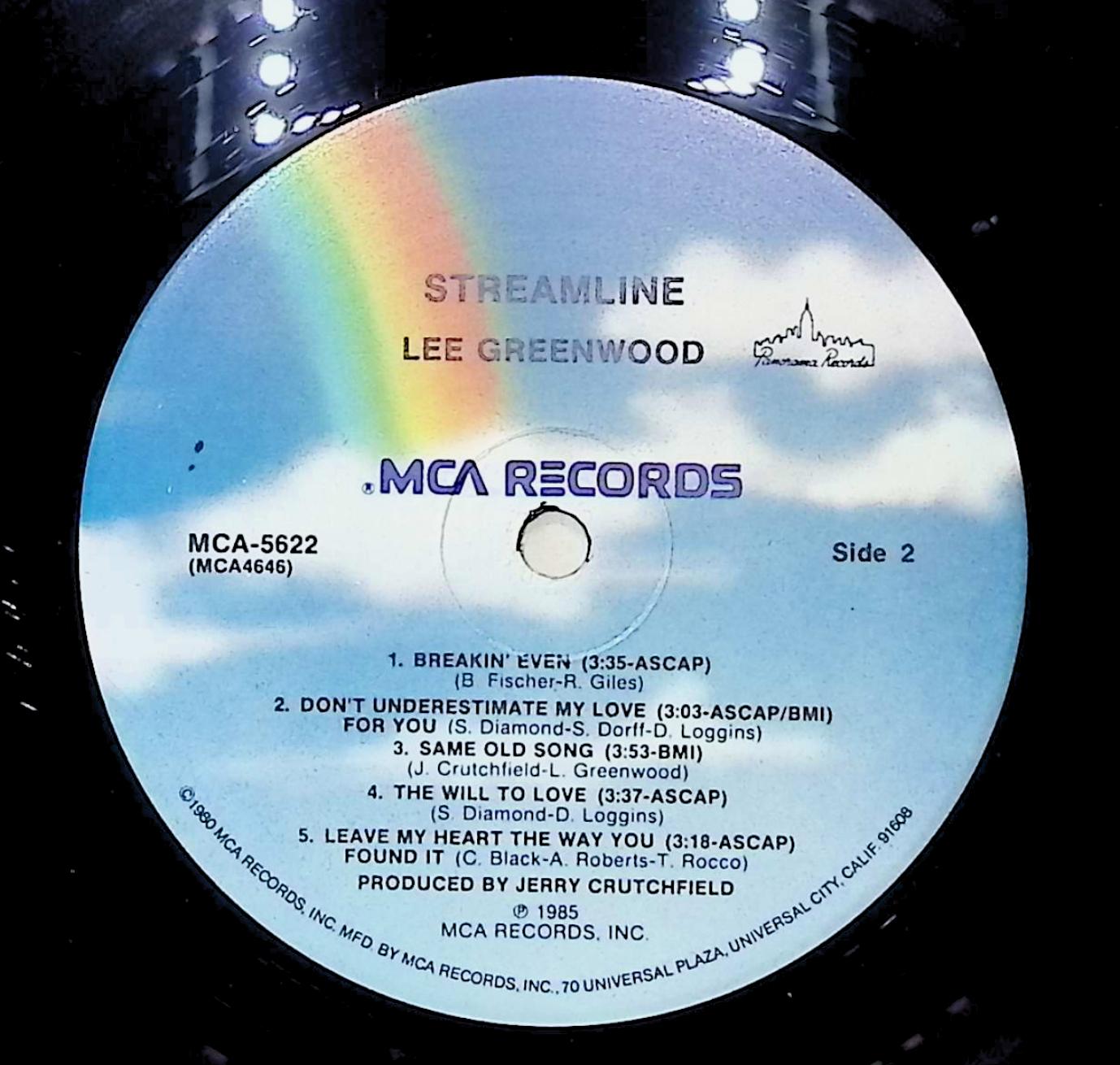 Lee Greenwood Streamline 12" LP 1985 MCA-5622 Pop — image 4