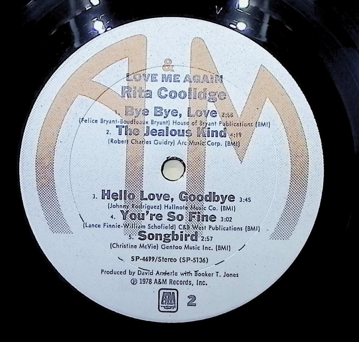 Rita Coolidge Love Me Again 12" LP 1978 SP-4699 Rock — image 2